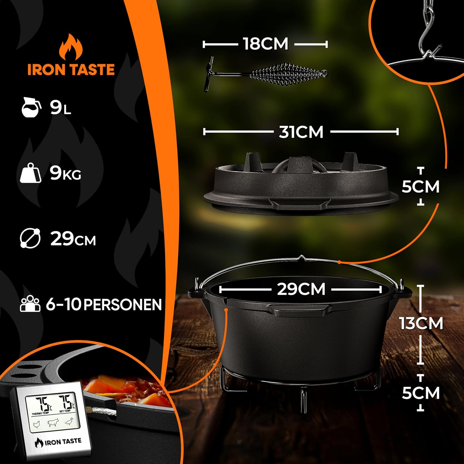 Detalle 2 de Dutch Oven Set 9L von Iron Taste