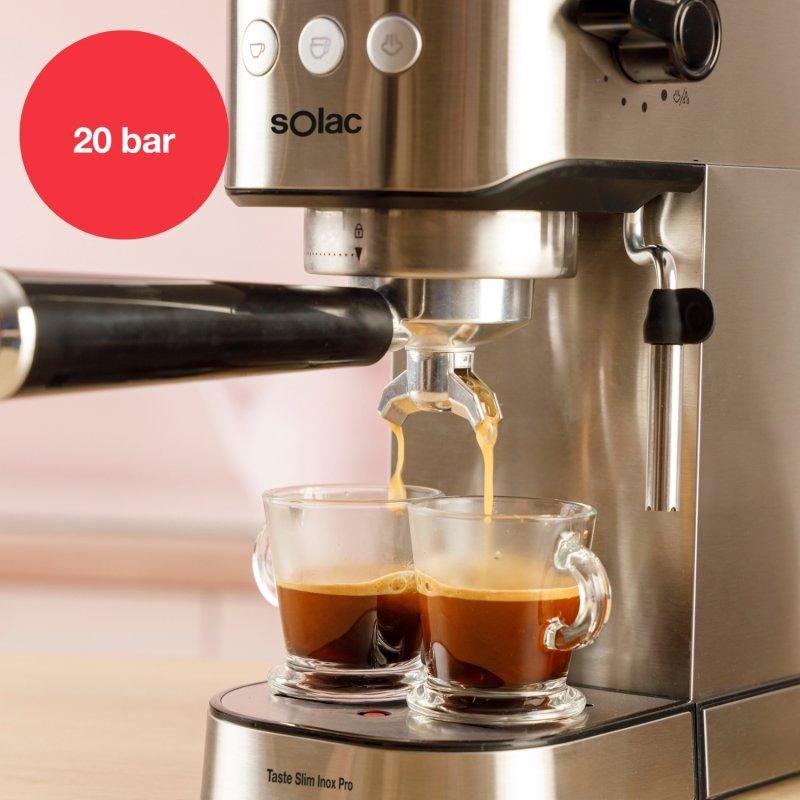 Thumbnail 1 de Cafetera Espresso Solac Taste Slim Pro Inox 1L 20 Bares con vaporizador y calienta tazas