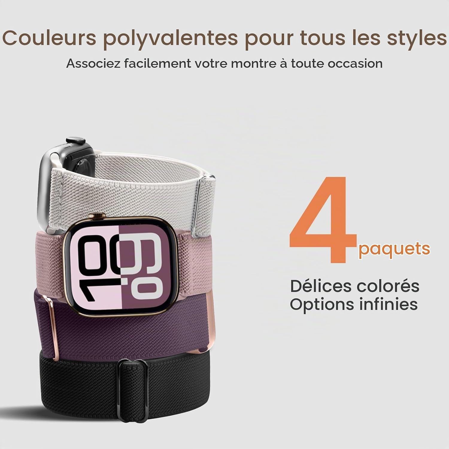 Thumbnail 5 de Fullmosa nylonarmbandjes voor Apple Watch, set van 4, elastisch en waterbestendig