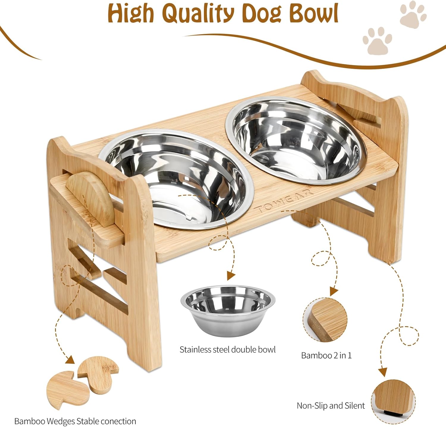 Detalle de TOWEAR Raised dog bowls with 6 levels