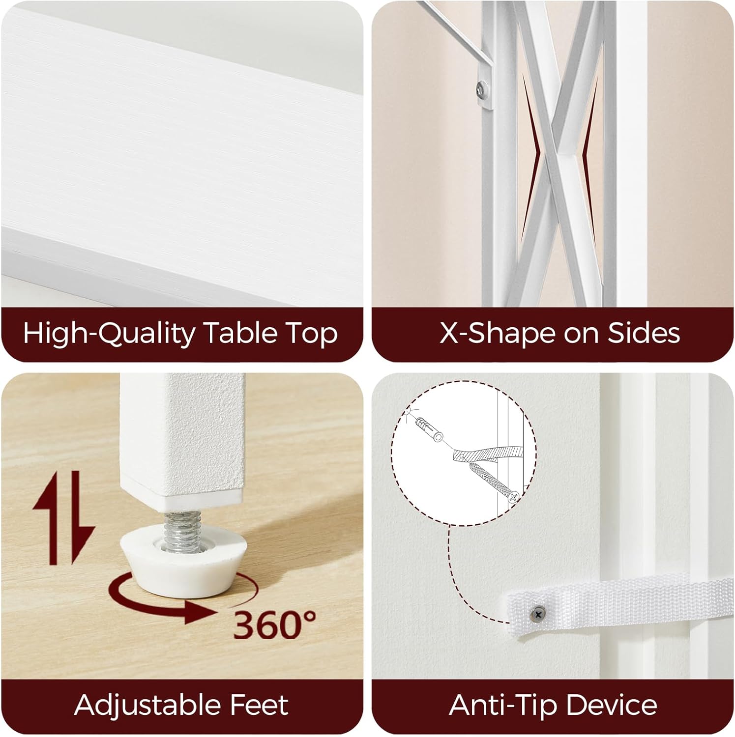 Thumbnail 6 de MAHANCRIS Console Table with Charging Station (100 cm narrow) with USB ports and power outlets, White