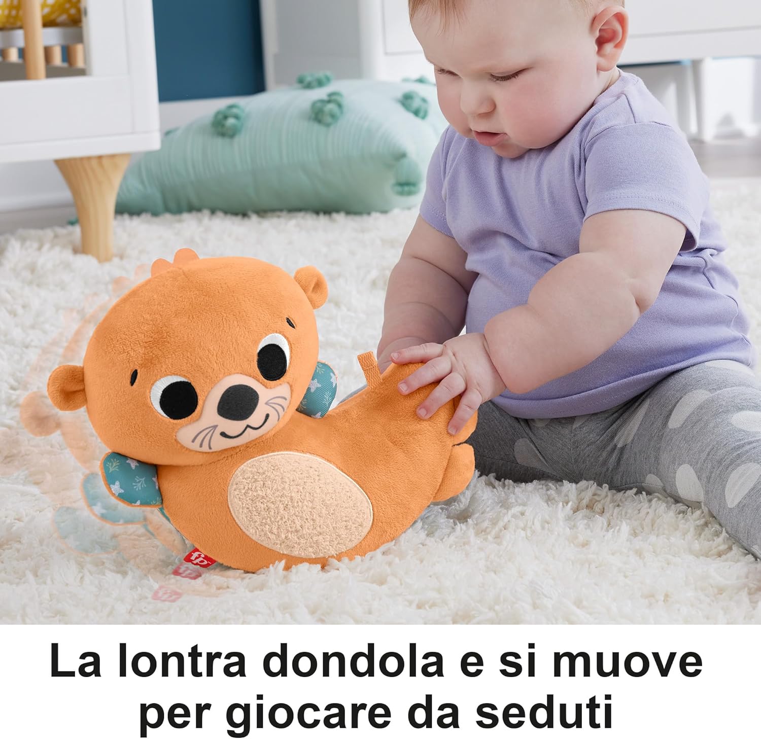 Thumbnail 2 de Fisher-Price Lontra 2-in-1 HXG96: peluche sensoriale con suoni, movimento e specchietto