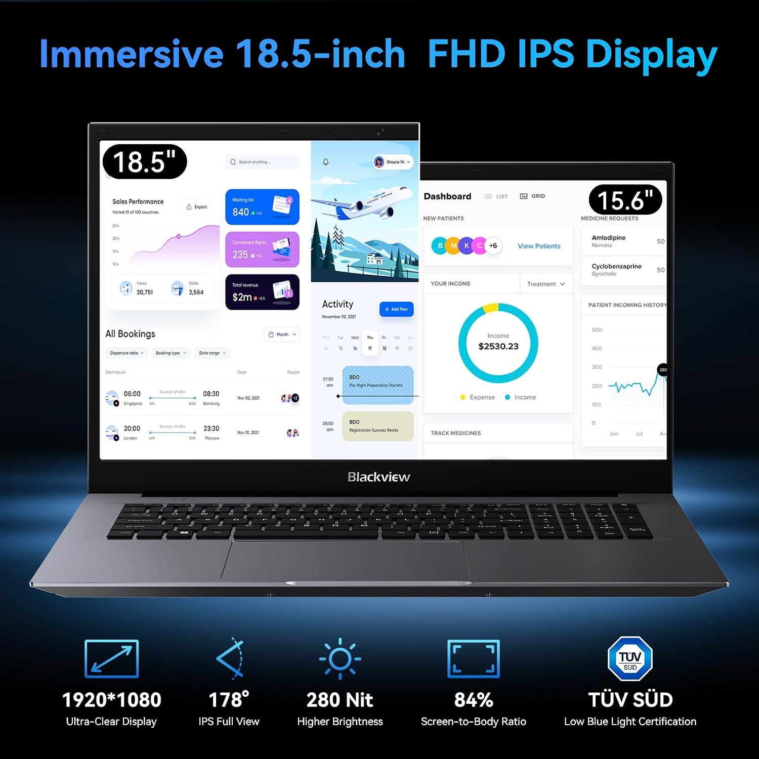 Thumbnail 2 de Blackview 18.5" Laptop with N150 Processor – 16GB RAM, 512GB SSD, 18.5" FHD Display