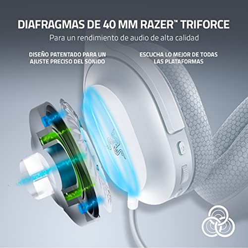 Detalle de Razer Barracuda X (2022) – Mercury White: auriculares híbridos para juego y movilidad