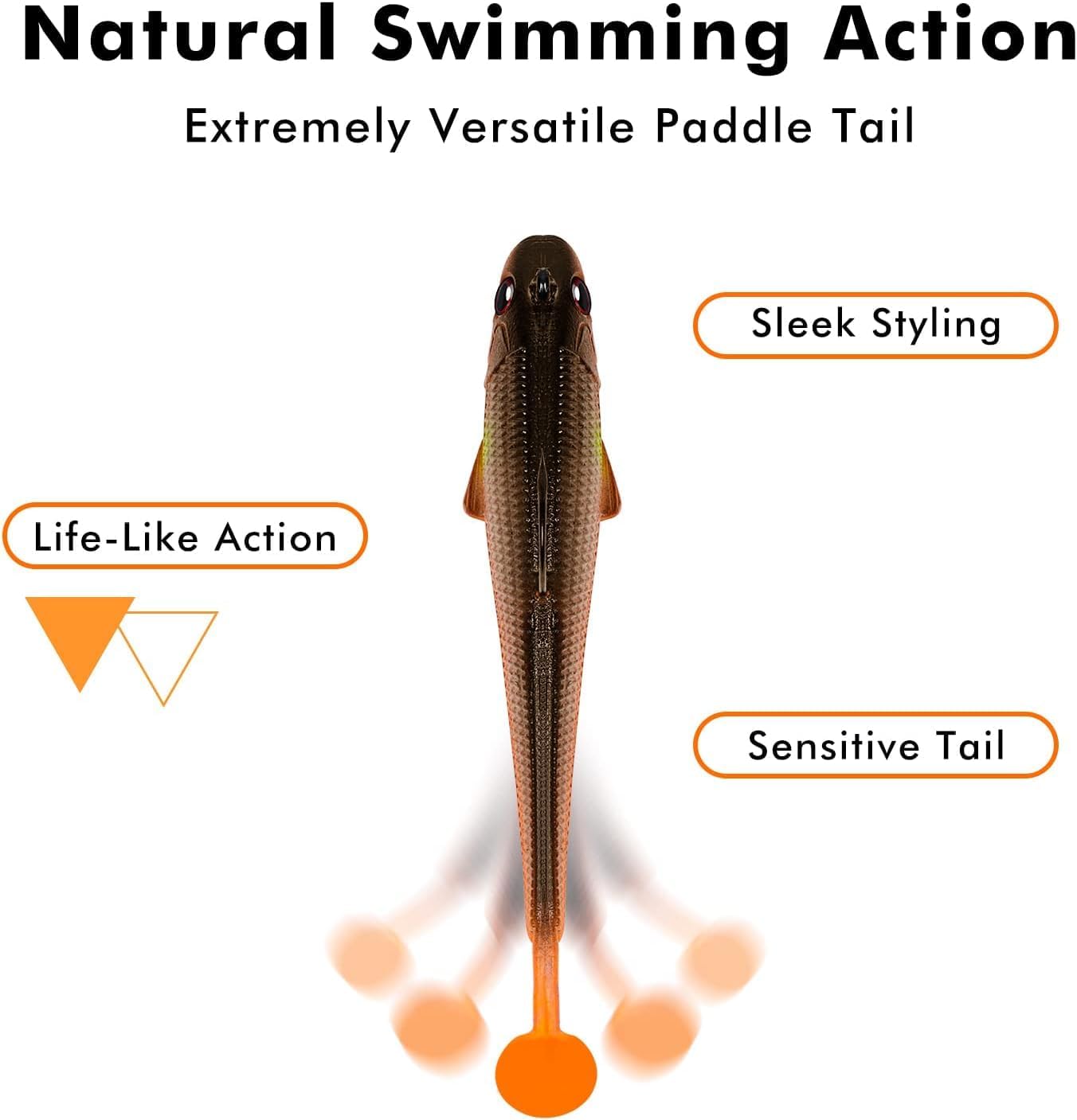 Detalle de TRUSCEND Shadtale Soft Fishing Lures with BKK Hooks – Easy Catch Trembly Sinking & Vibrating Swim