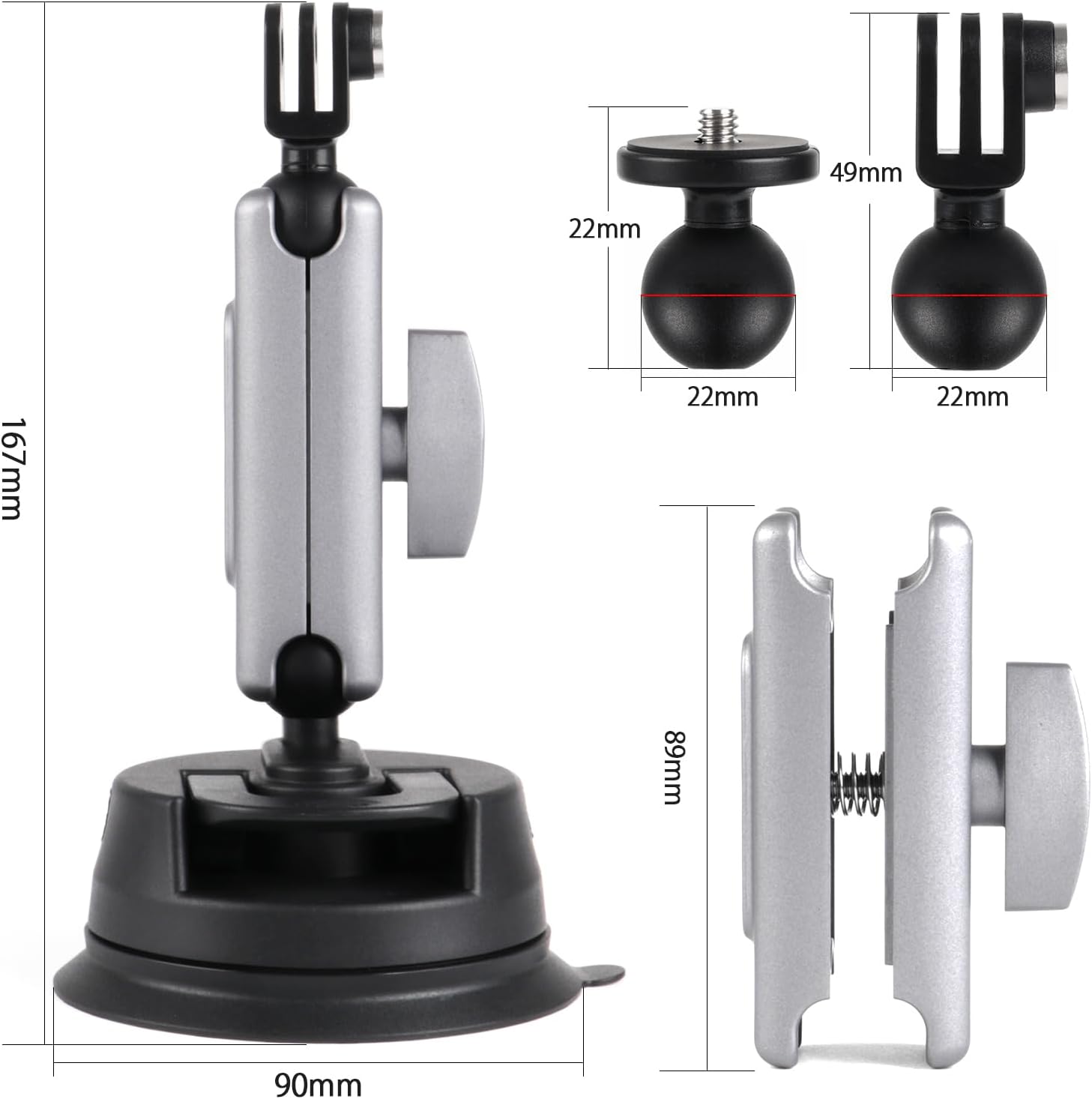 Thumbnail 4 de HSU Suction Cup Mount for Action Camera – Universal Car Window Kit