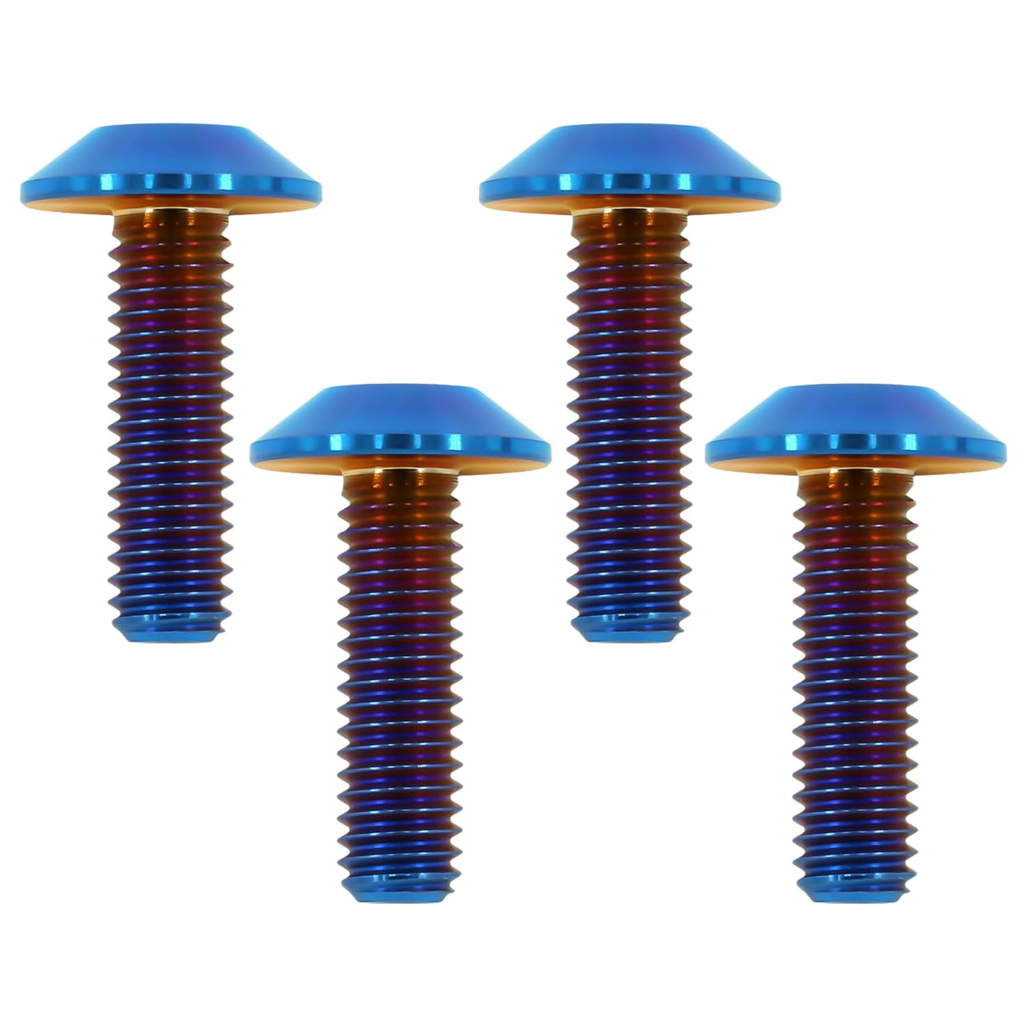 Detalle de TIRYTU Titanium Bolts M6x20, 4-Piece Set, Burnt Blue PVD Finish