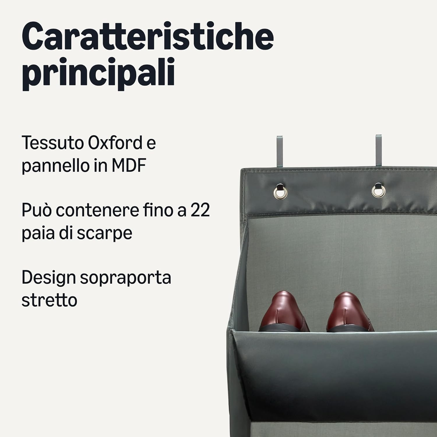 Thumbnail 1 de Amazon Basics Organizer per scarpe da appendere alla porta — 8 ripiani, grande, grigio antracite