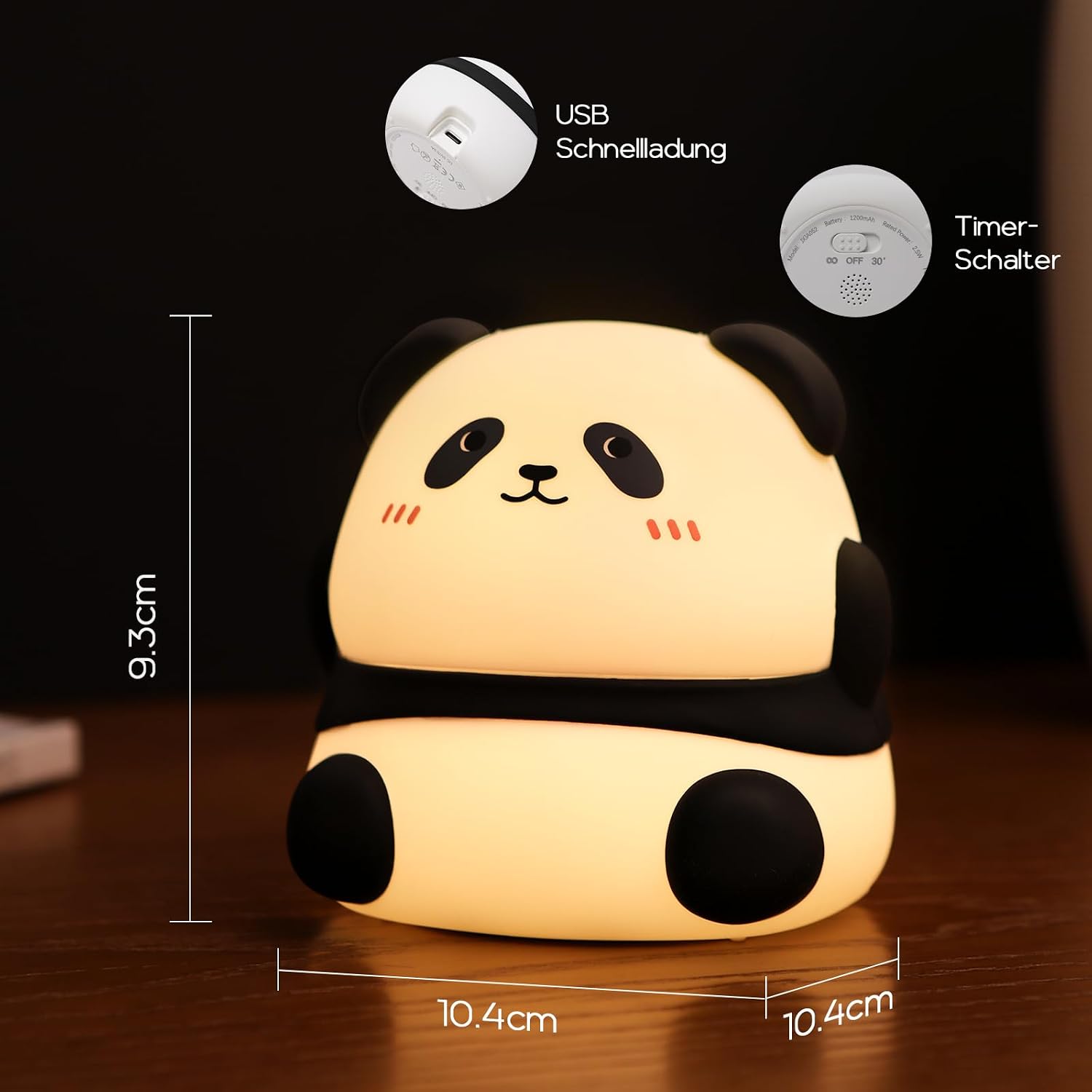 Detalle de JVURICE Silikon Panda Nachtlicht 1200 mAh