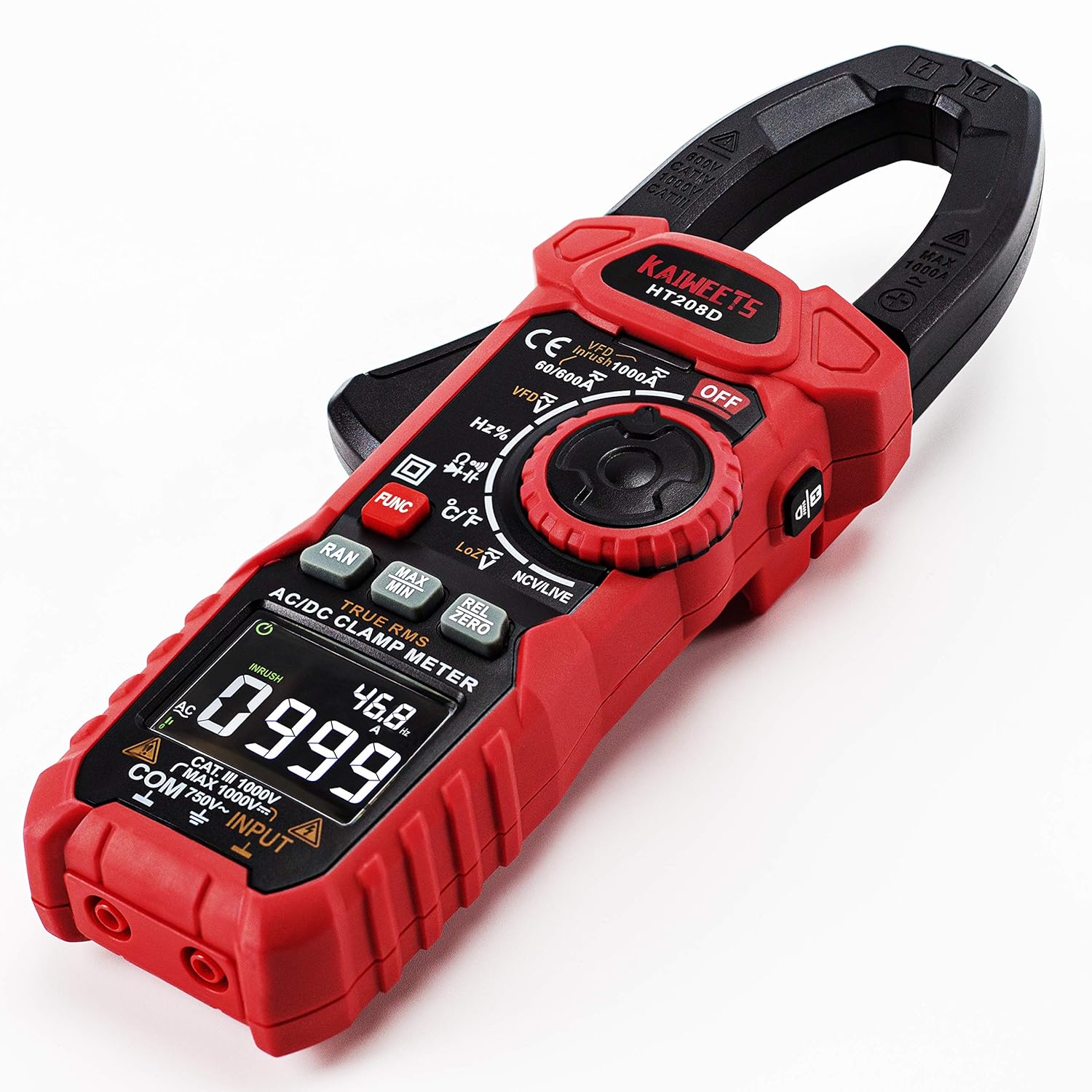 Pinza amperometrica professionale True-RMS KAIWEETS HT208D fino a 1000A AC/DC