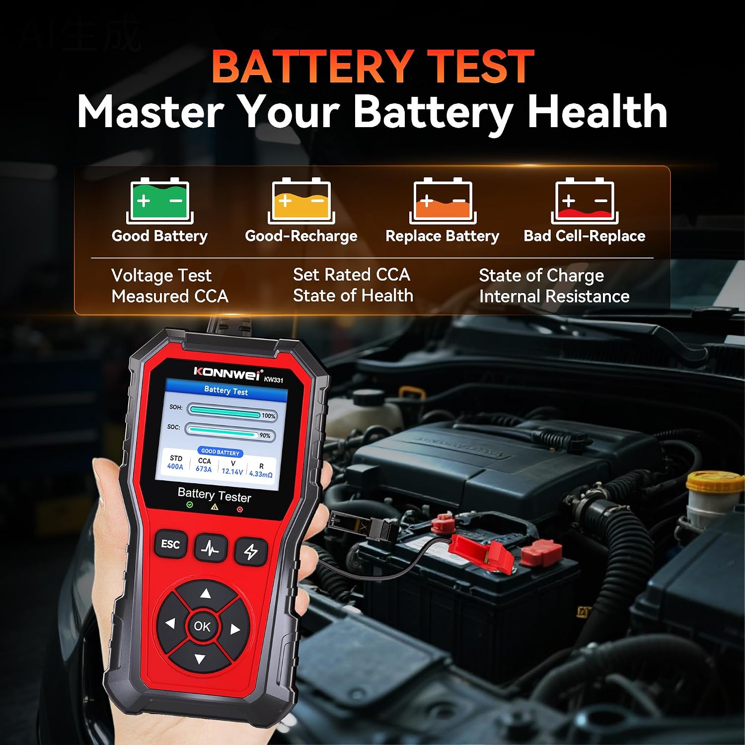 Detalle 2 de Autobatterie Tester KW331 für 6V 12V 24V