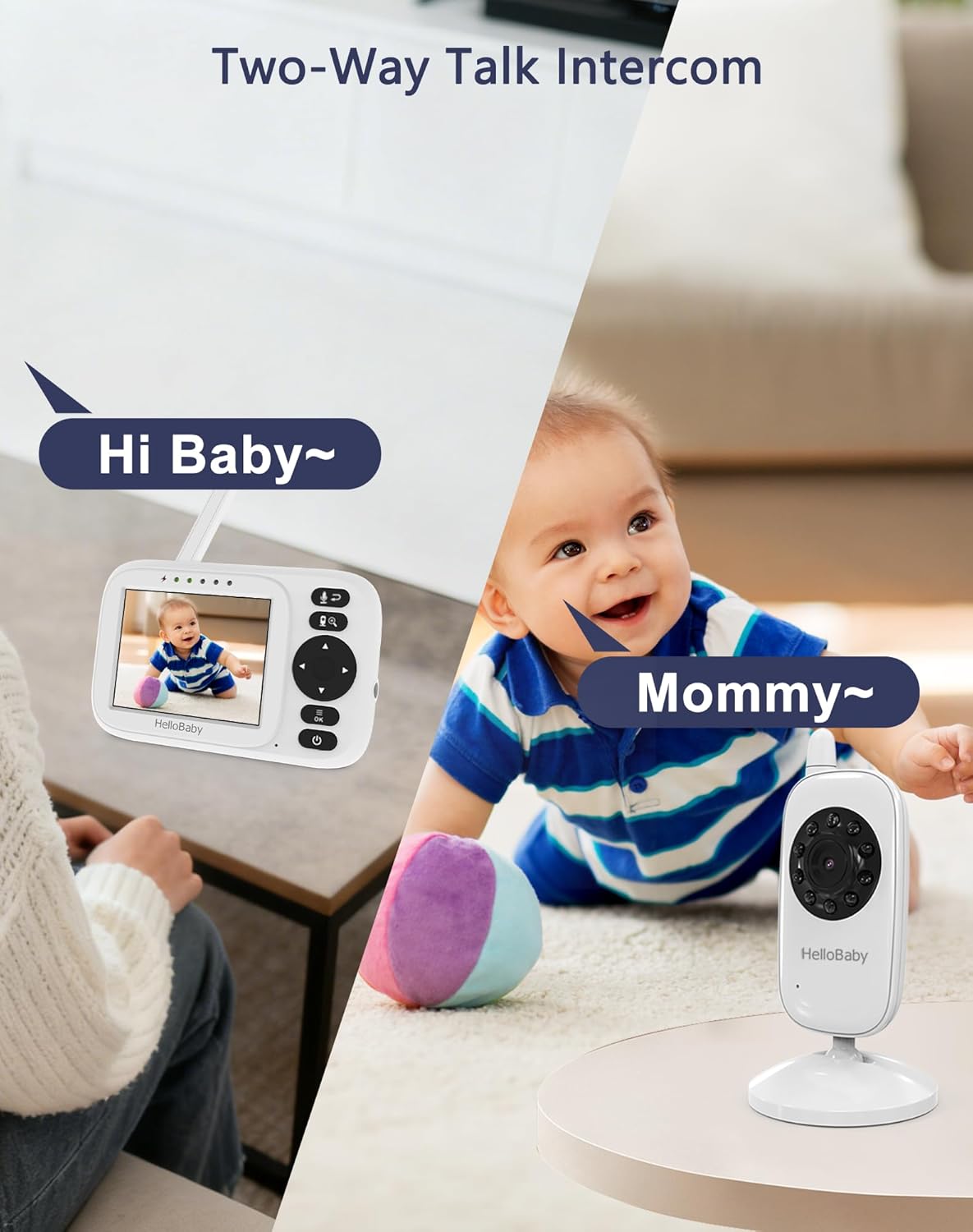 Thumbnail 2 de HelloBaby Babyphone mit 2 Kameras – 3,2 Zoll, Nachtsicht und ECO-Modus