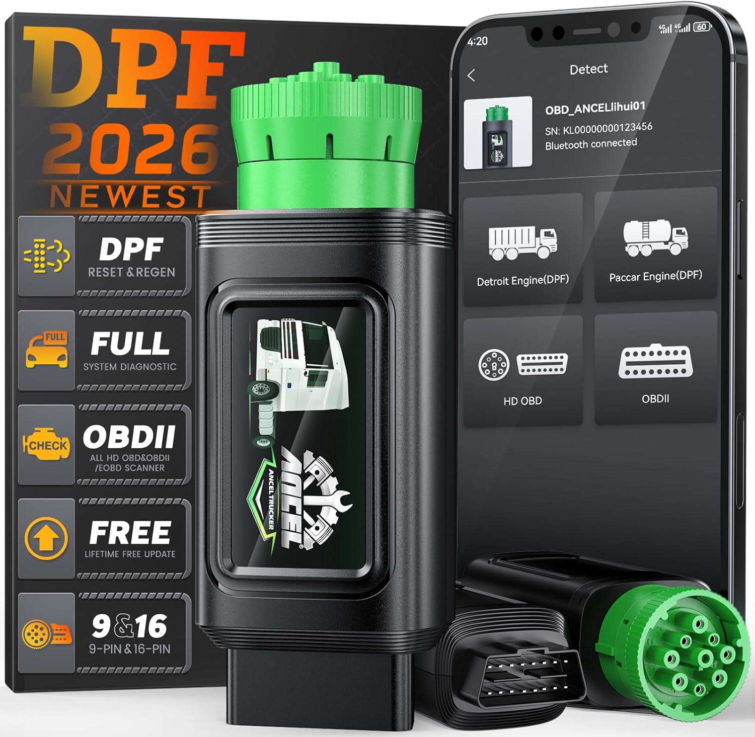 Detalle de ANCEL HD110 Heavy Duty Truck Scanner with DPF Regen