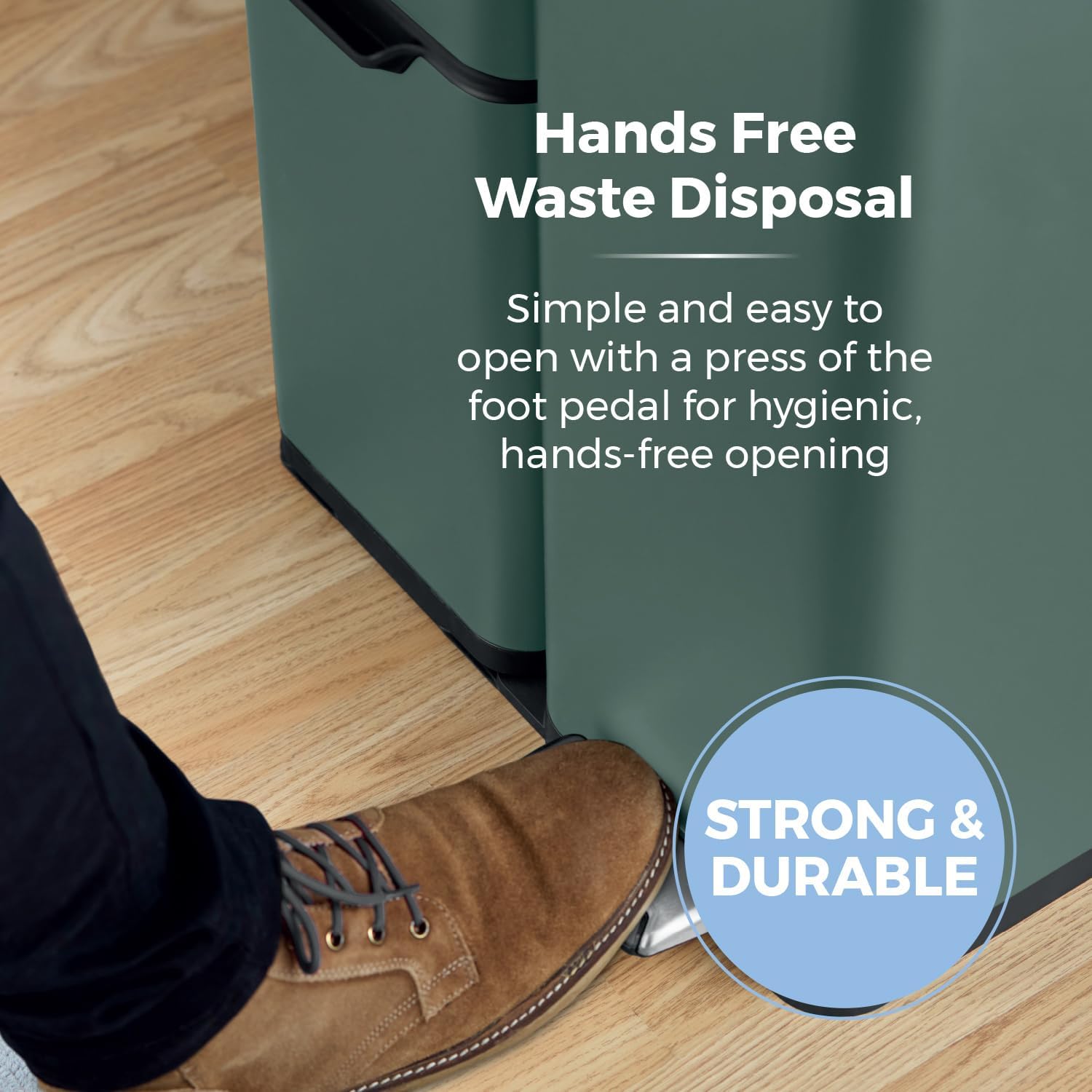 Thumbnail 3 de Tower Recycling Pedal Bin, 60L, Forest Green – Three Compartments with Removable Inner Buckets (T838024FOR)