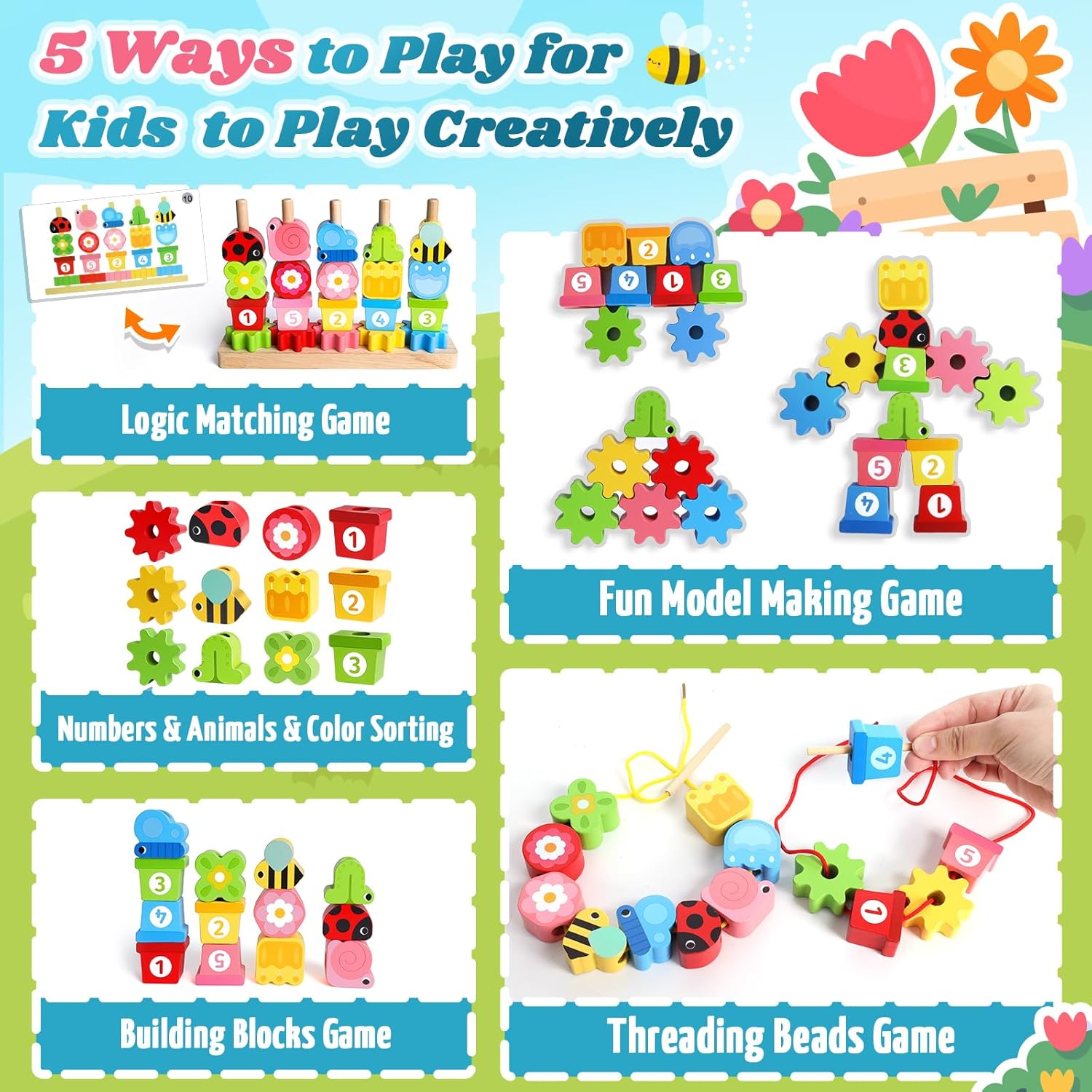 Thumbnail 3 de Montessori Wooden Toddler Toys Fine Motor Set