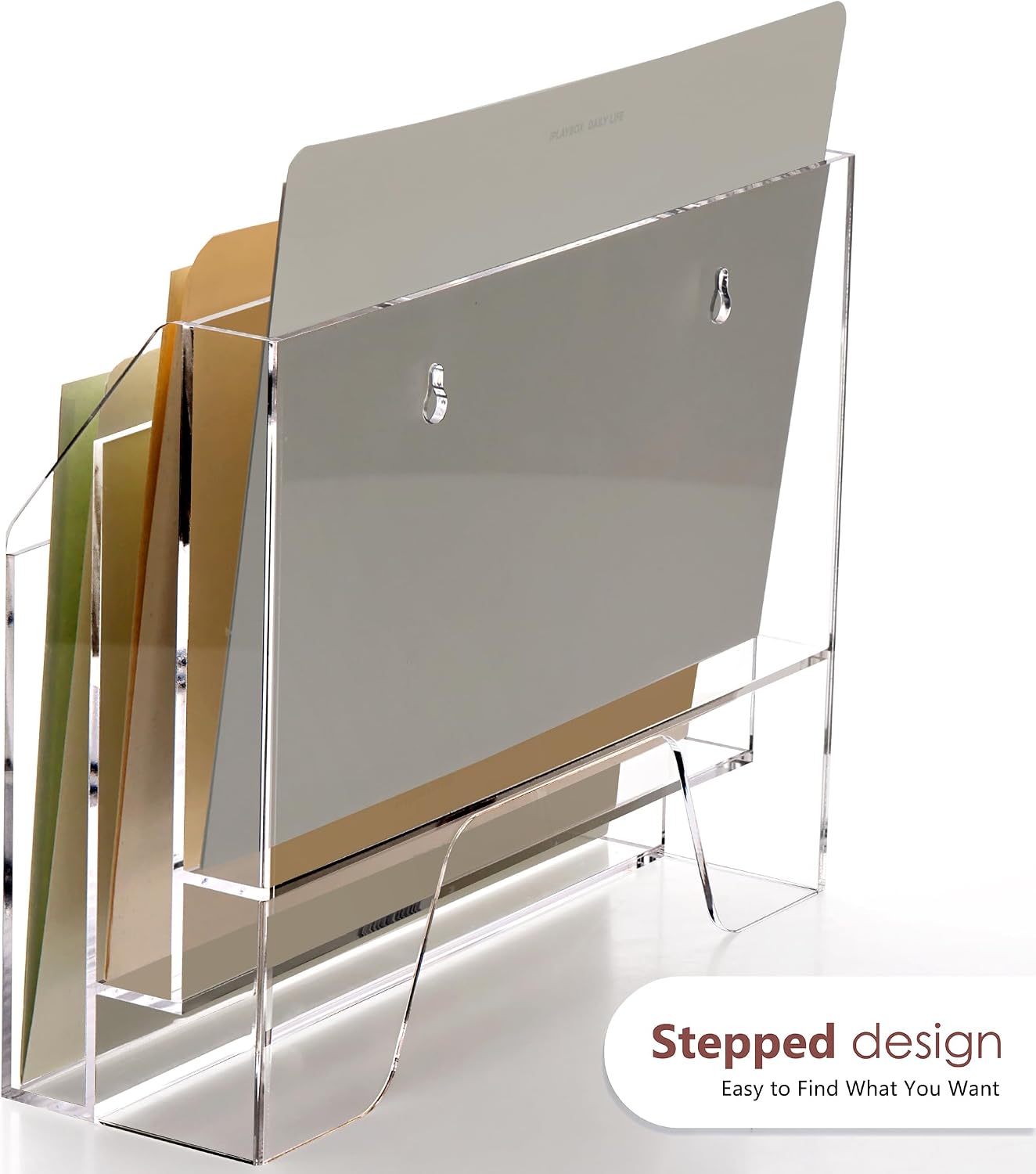 Detalle de SANRUI 3-Tier (Style A) Acrylic Wall File Organizer, Clear Mail and File Storage