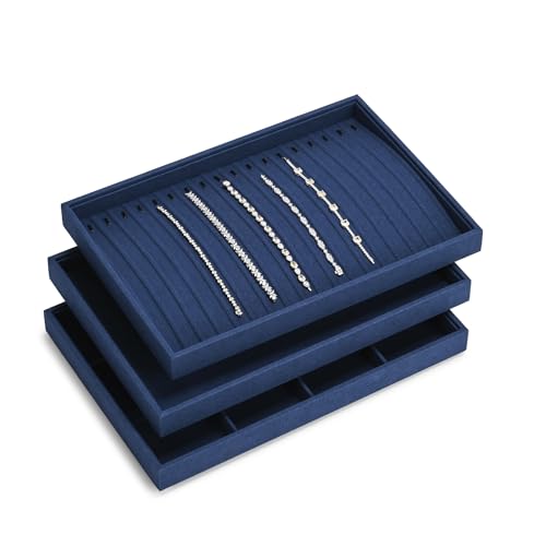 Thumbnail 6 de Oirlv Bandeja organizadora de joyería de microfibra azul (12 cuadrículas)