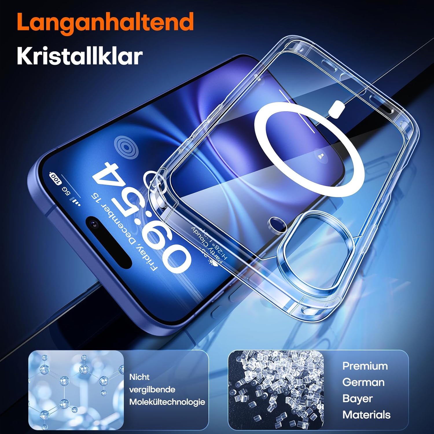 Thumbnail 4 de TAURI Hülle für iPhone 16 (6,1") mit Panzer Schutz Glasfolie – MagSafe kompatibel, stoßfest & transparent