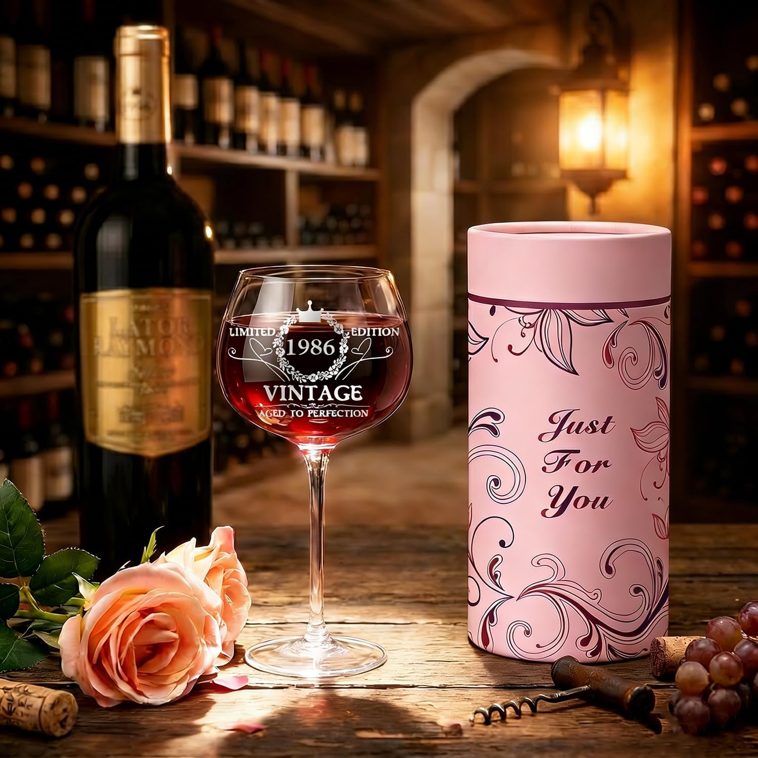 Thumbnail 4 de VOMEP Vintage 1986 40th birthday wine glass gift (turning 40 present for women)