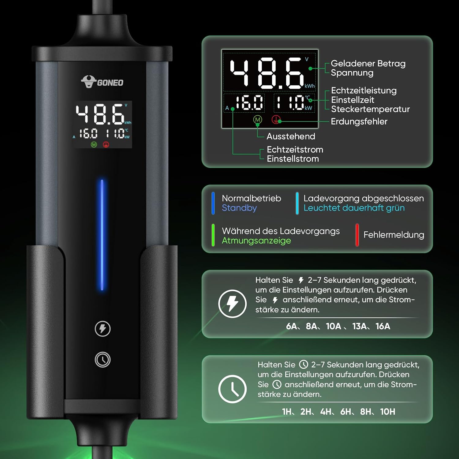 Thumbnail 2 de GONEO Mobile Wallbox 11kW 8M – Ladelösung für EVs mit IP66-Schutz und 30mA+6mA DC RCD