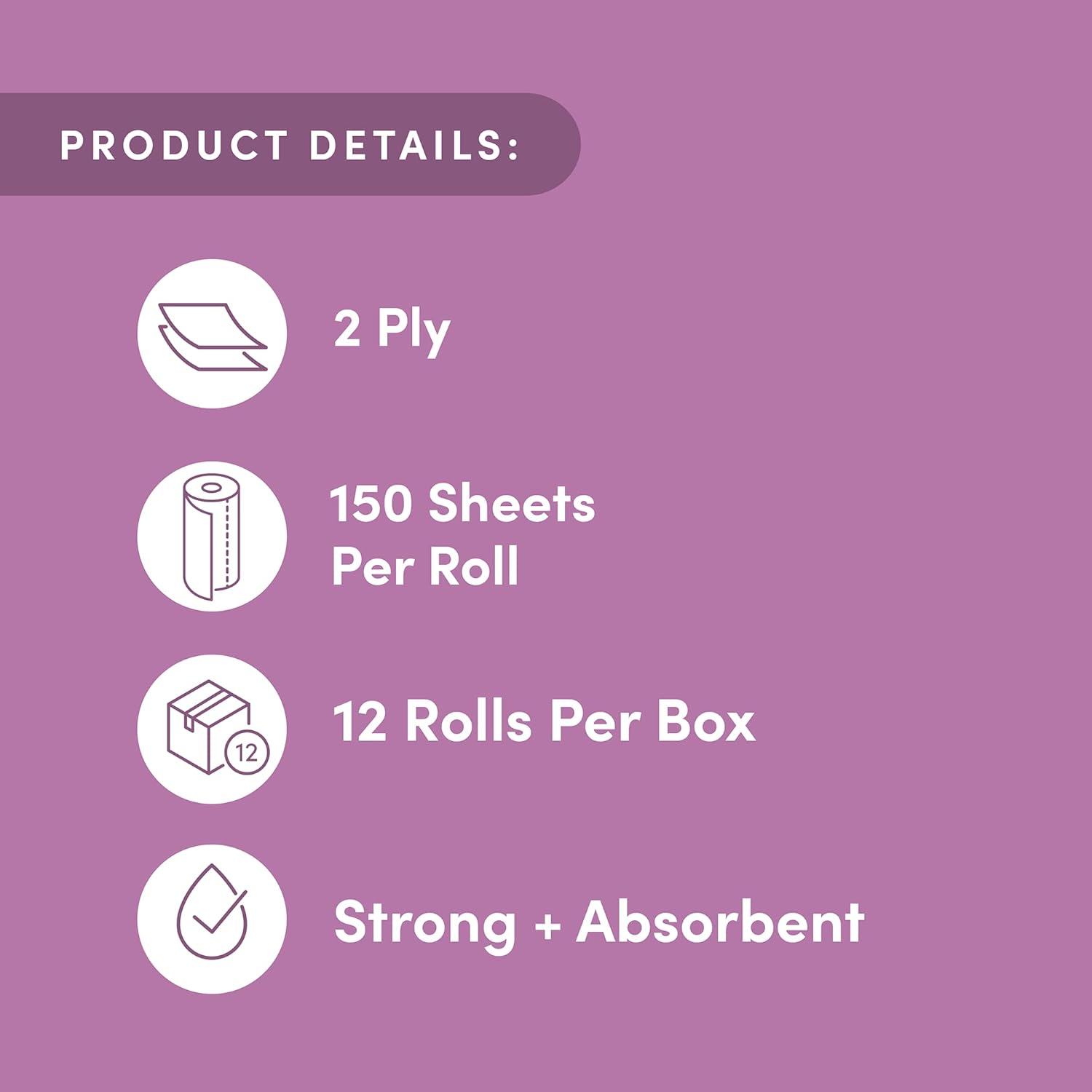 Detalle de Amazon Aware Bamboo Paper Towels, 12 Rolls (2-ply), FSC Certified, Plastic-Free