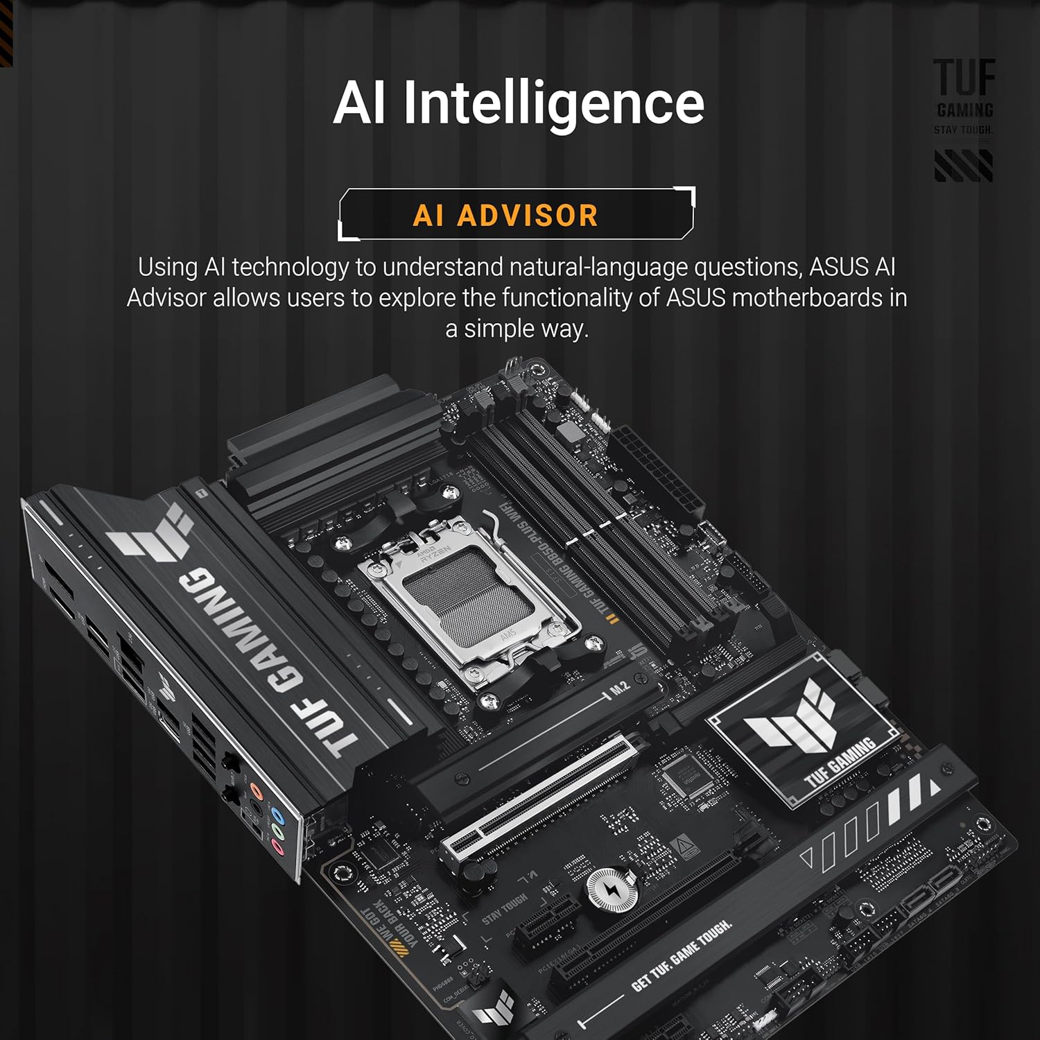 Thumbnail 1 de ASUS TUF Gaming B850-PLUS WiFi ATX (AMD AM5) Motherboard with Wi‑Fi 7, DDR5, PCIe 5.0, and 3× M.2