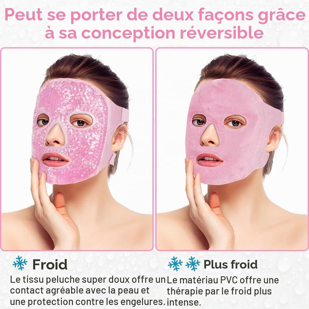Detalle 1 de ACWOO gelmasker voor gezicht en ogen, warm en koud, omkeerbaar en verstelbaar
