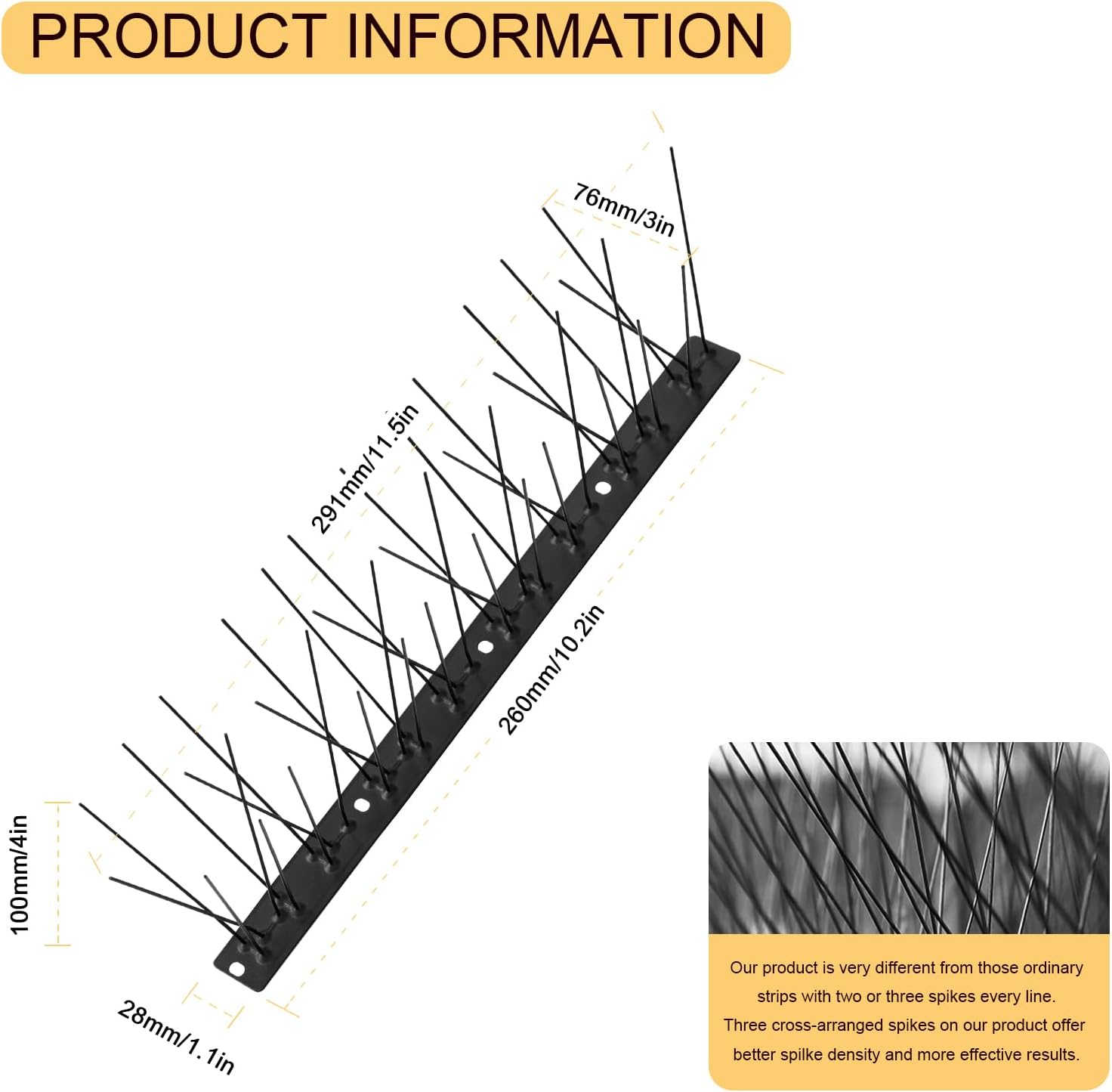 Thumbnail 1 de OFFO Bird Spikes Pre-Assembled for Roofs and Windows (2.08m) – Durable Stainless Steel Deterrent