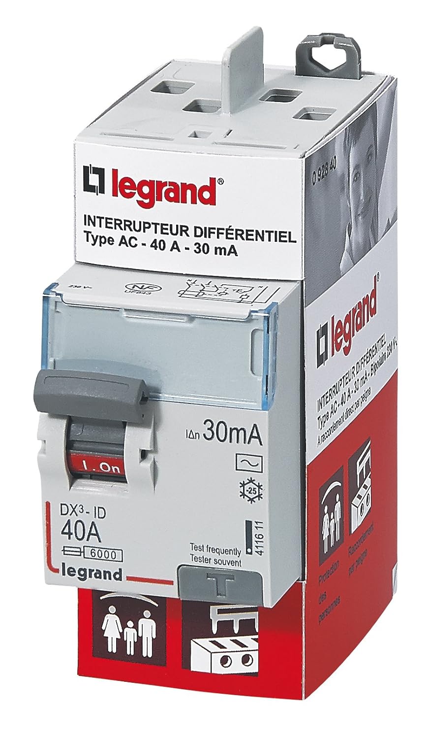 Thumbnail 1 de Legrand interrupteur différentiel bipolaire type AC 30 mA à arrivée et départ hauts, bornes à vis 40 A