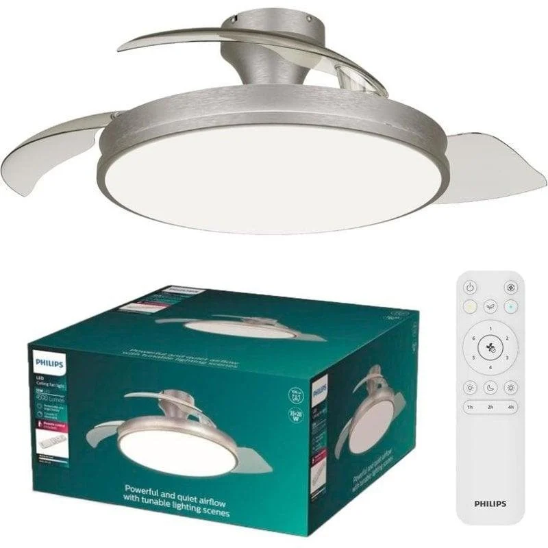 Detalle de Ventilador de techo Philips Atlas Níquel LED 106 cm – 4500 lm regulable