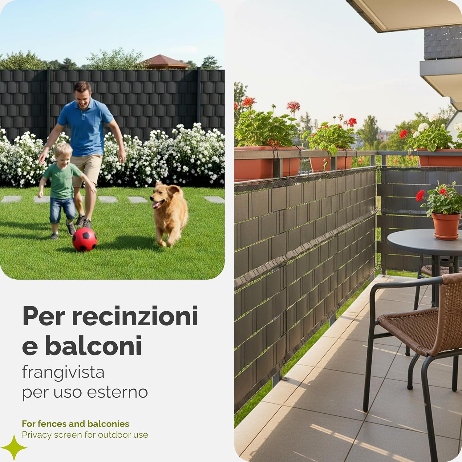 Thumbnail 5 de Garronda Strisce frangivista in PVC 19 x 35 cm con Clip di Fissaggio — Finitura Antracite (RAL7016) per Recinzione e Balcone