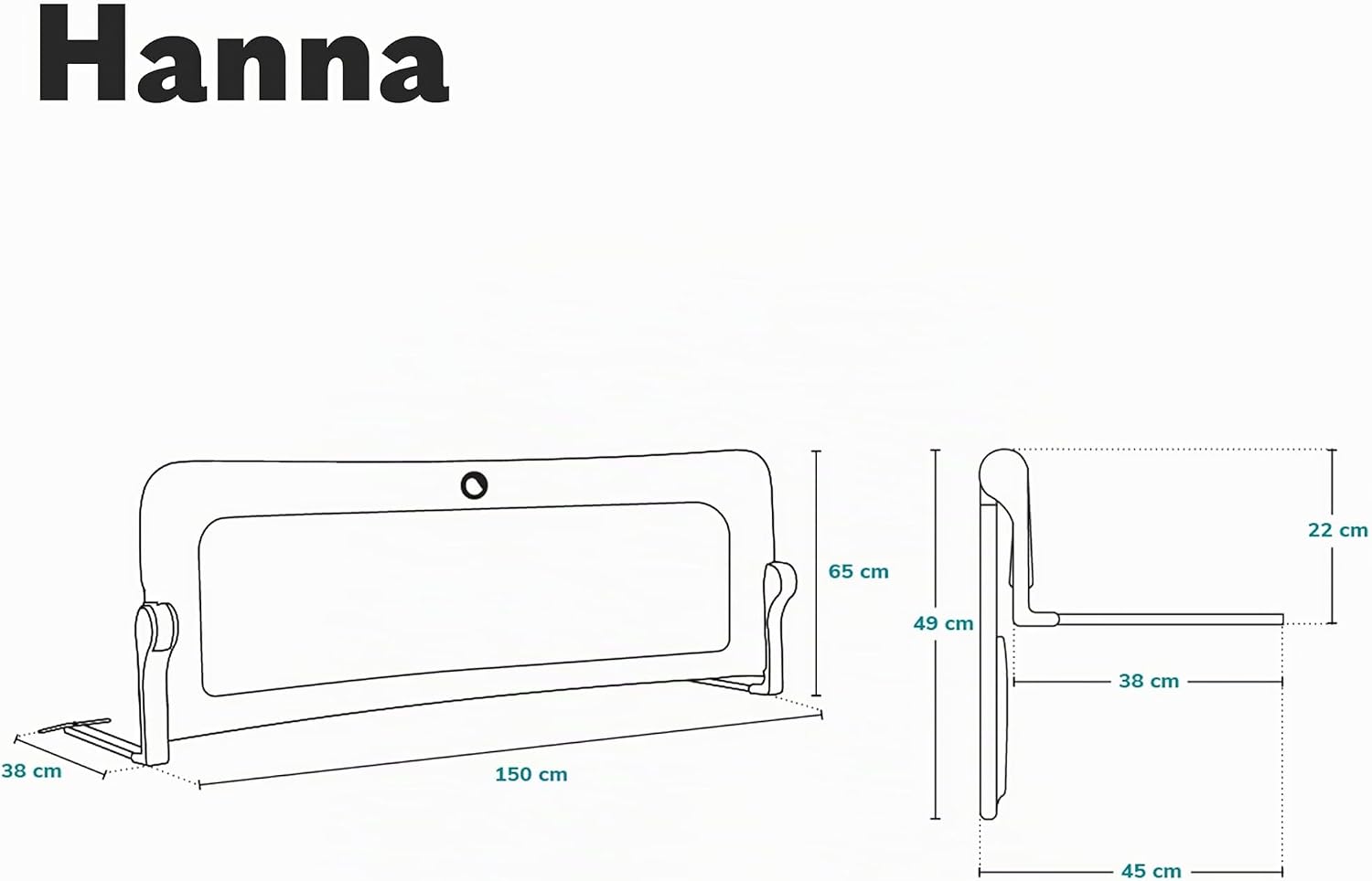 Thumbnail 5 de LIONELO Hanna Sponda letto universale: barriera protettiva resistente e pieghevole (66 cm) con blocco StandSafe