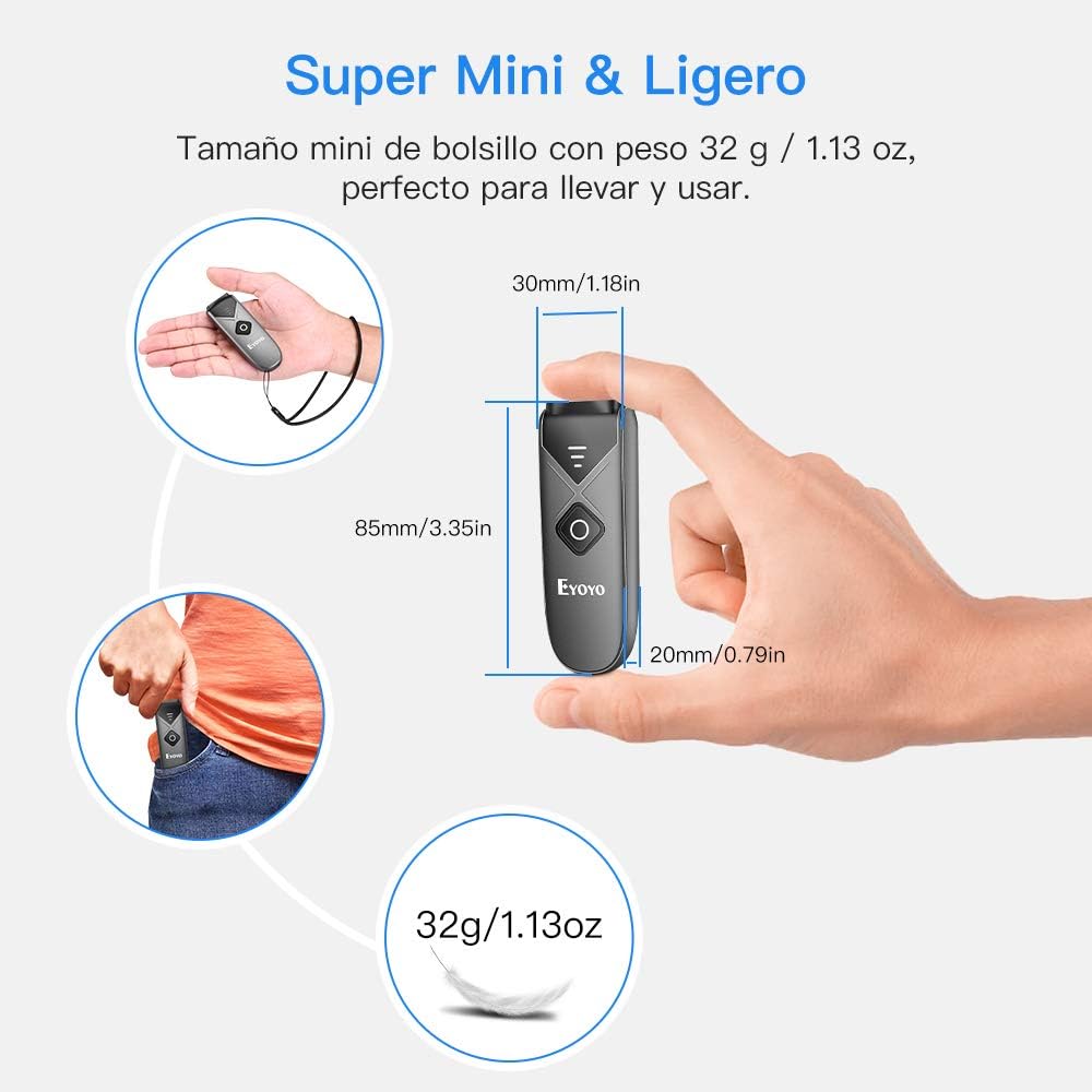 Detalle 2 de Eyoyo EY-015P Escáner 2D Bluetooth 30m