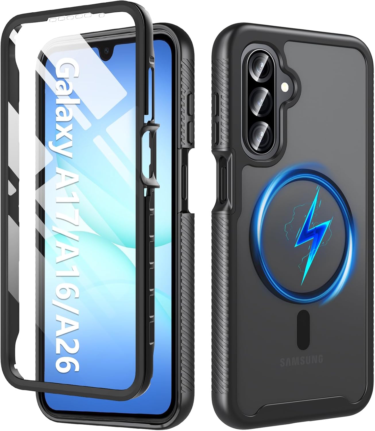 Detalle de Hensinple Galaxy A17/A16 5G Case with Built-in 9H Glass, MagSafe Compatibility, and 360° Rugged Protection