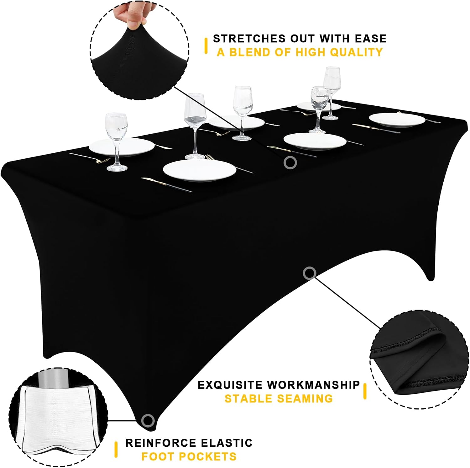 Detalle 2 de Smiry 2 Pack Spandex Table Cloth 72in