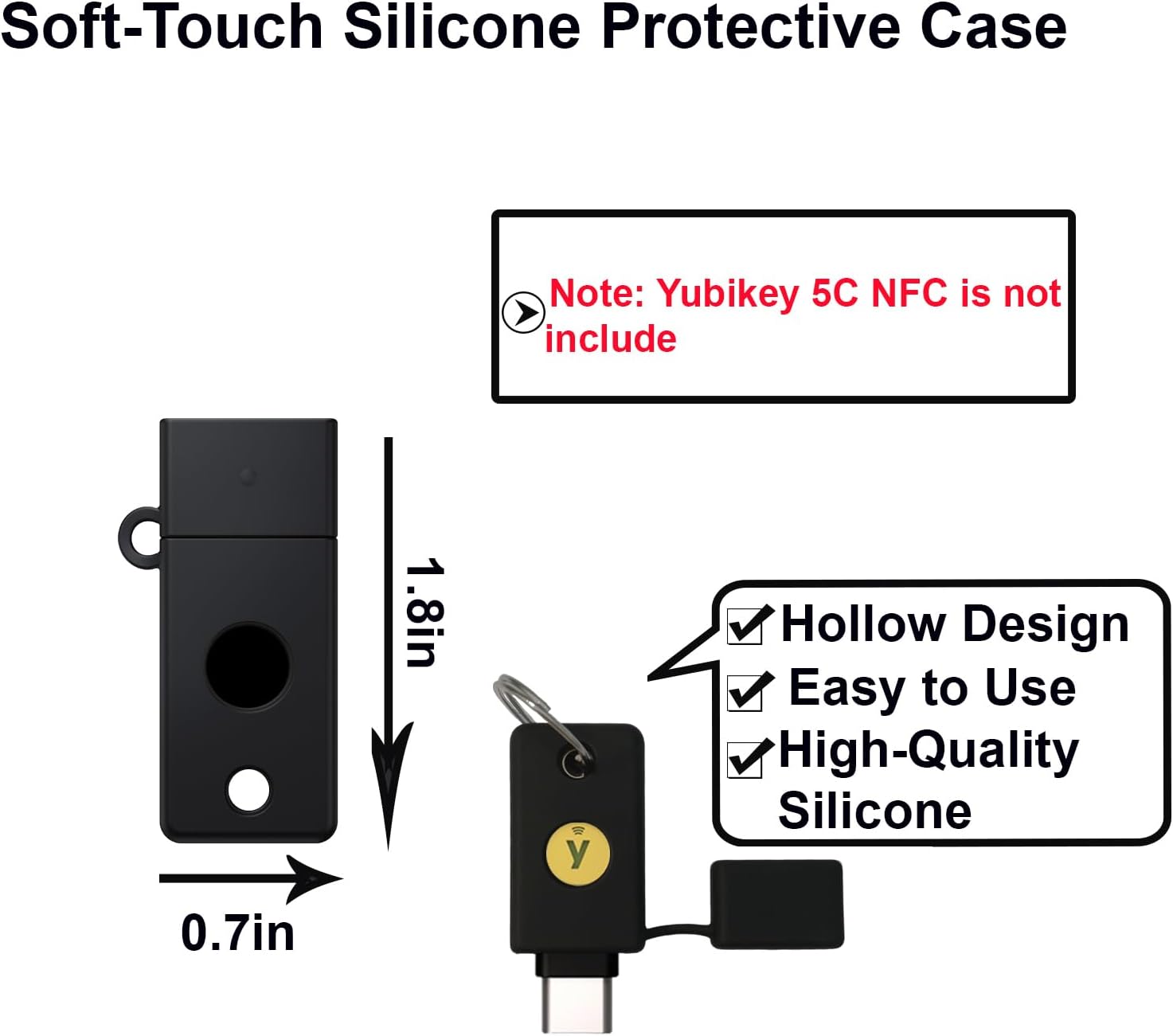 Detalle de SAMYERLEN YubiKey 5C NFC用シリコンケース キーリング・ストラップ付き