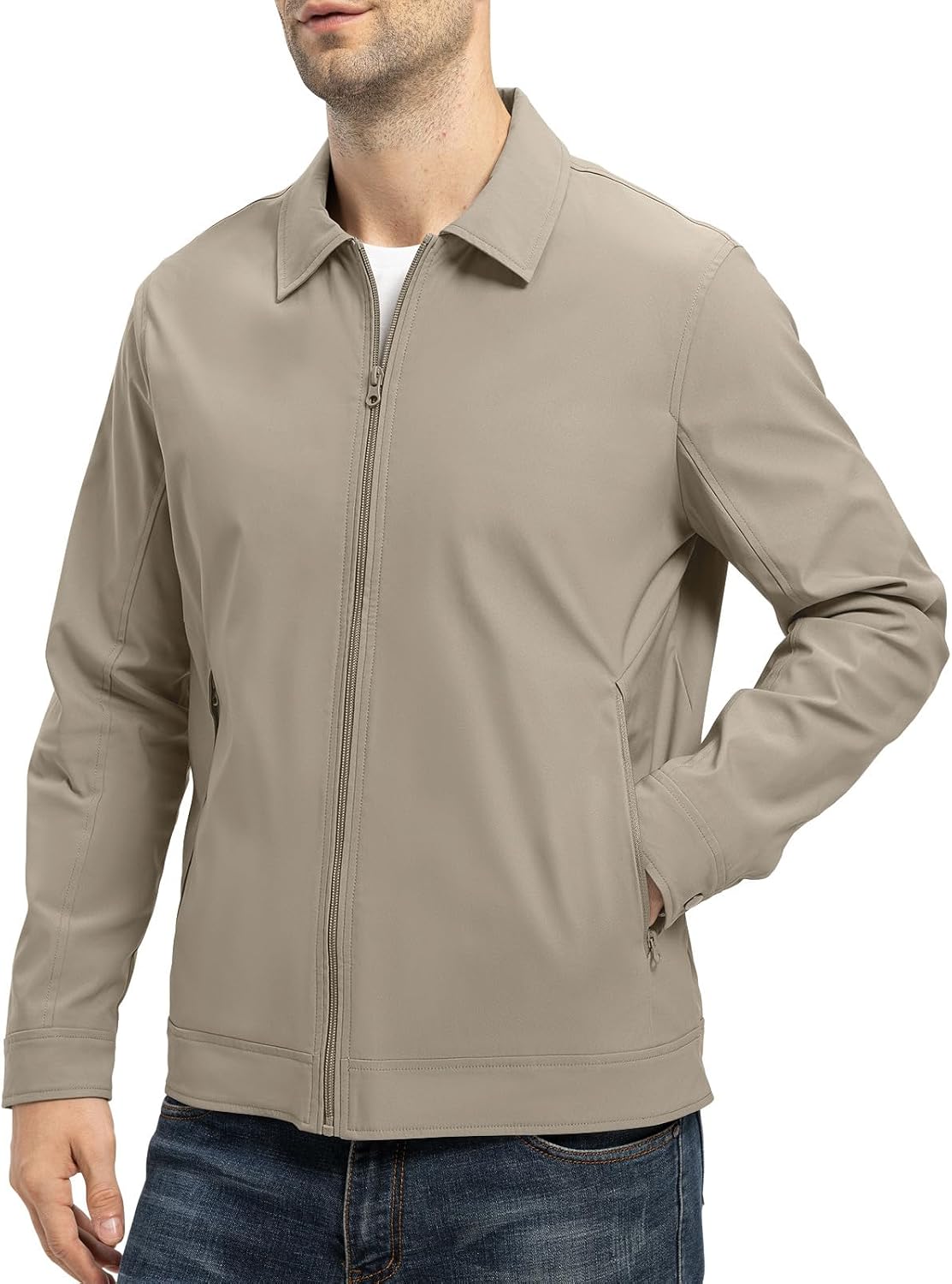 Detalle 1 de BGOWATU Men's Lightweight Full-Zip Windbreaker Jacket, Water-Resistant