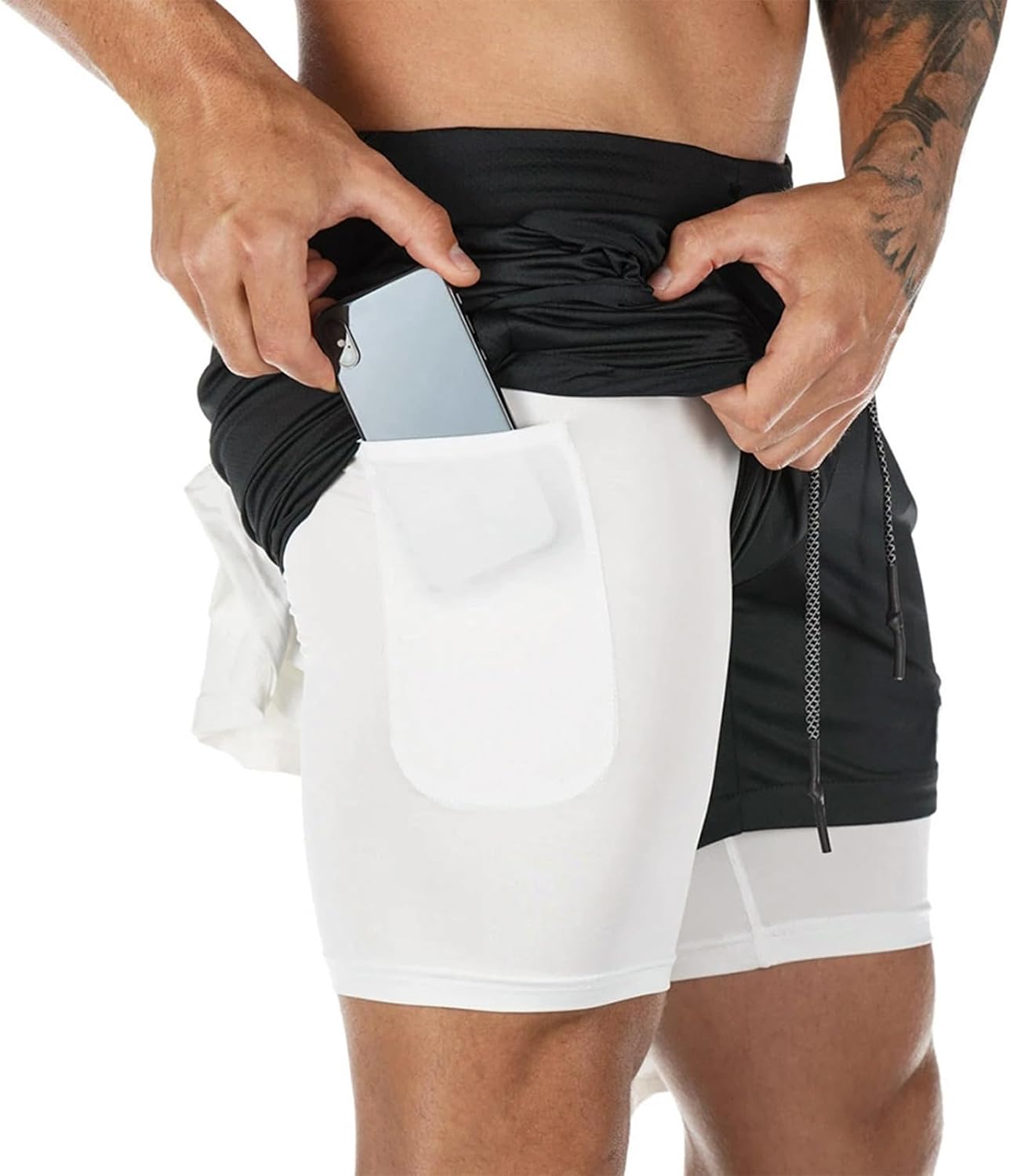 Detalle de Superora Herren Laufshorts 2-in-1 Sport Shorts mit integrierten Taschen