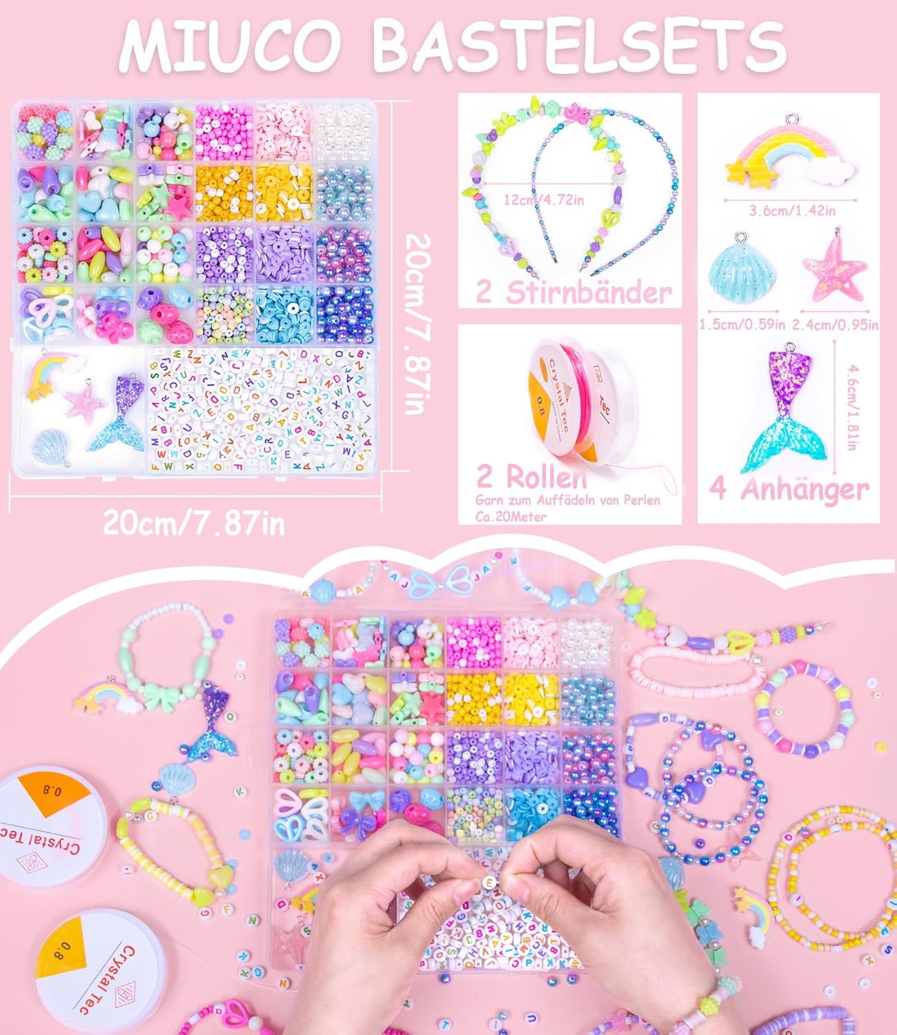 Thumbnail 1 de MiuCo Perlen-Bastelset für Mädchen ab 5 Jahren – Schmuck selbst gestalten