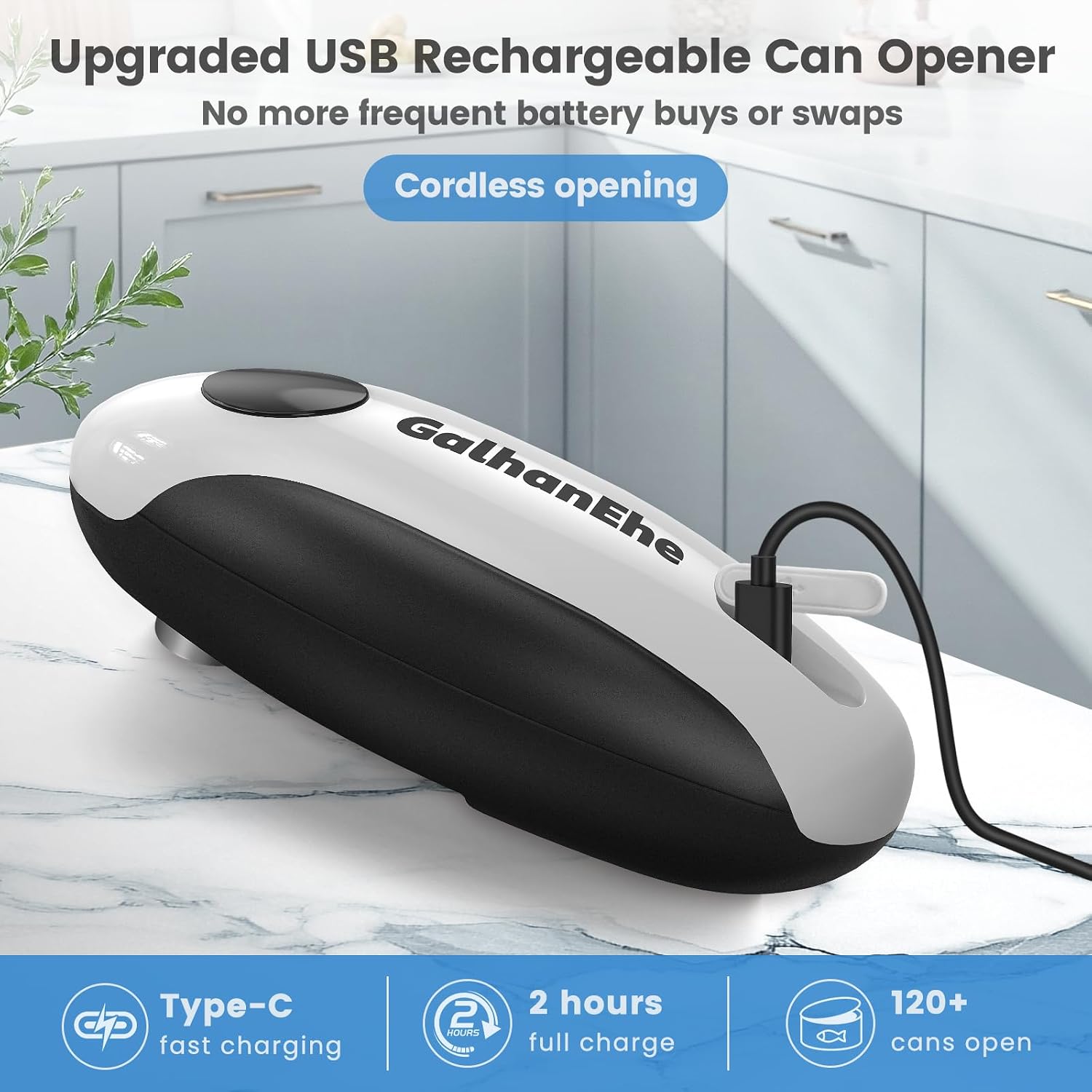 Thumbnail 2 de Rechargeable Electric Can Opener with One-Touch Operation and 360° Cutting