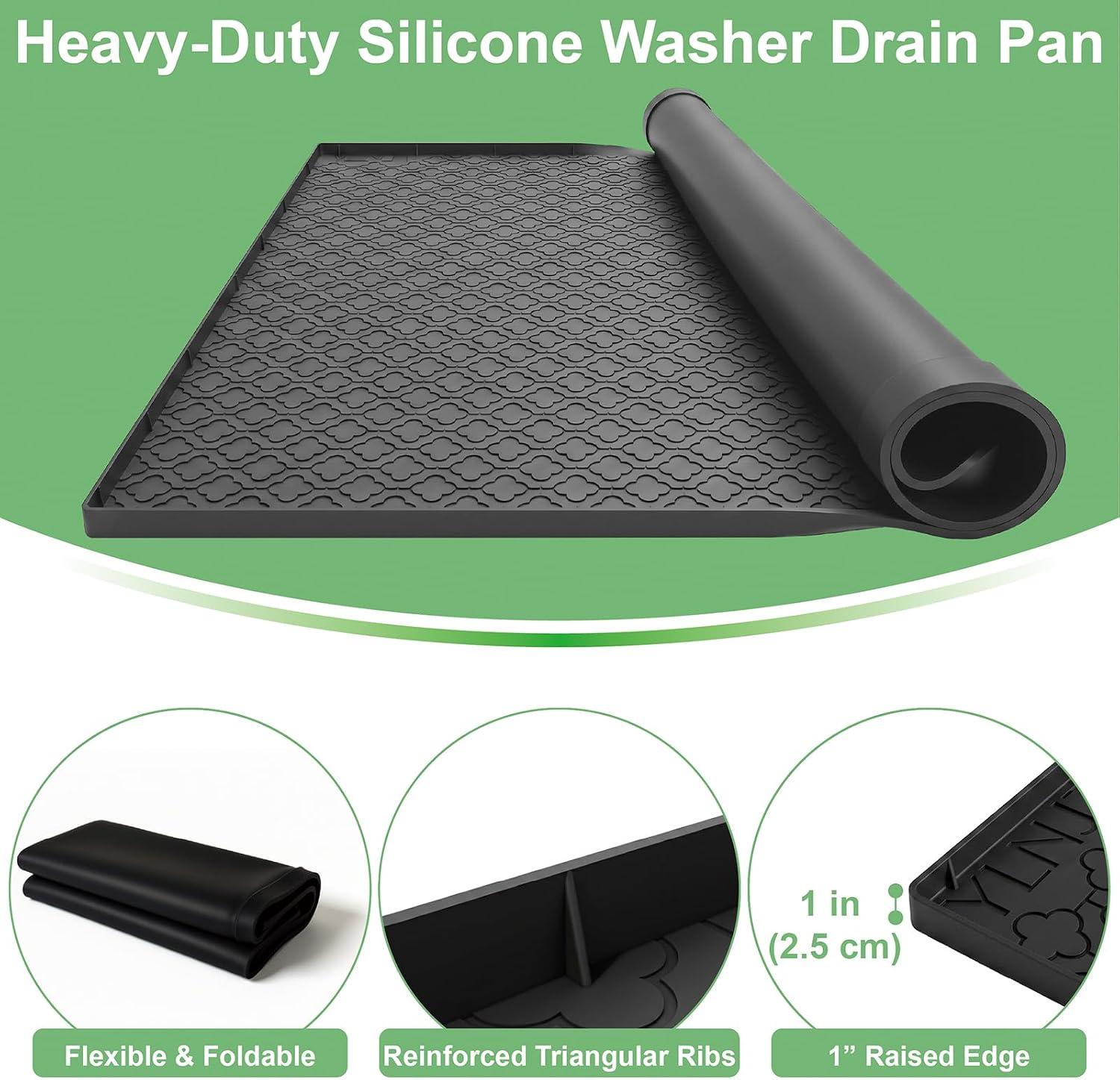 Thumbnail 3 de YLNJT PSP-2 Silicone Washing Machine Drain Pan, 58 x 34.5-Inch, 1-Inch Edge