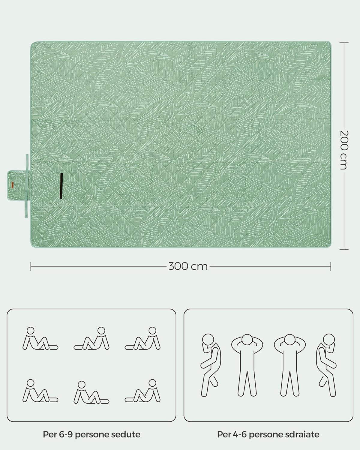 Thumbnail 2 de SongMics Coperta Picnic 300 x 200 cm con 4 picchetti antivento – Telo da Campeggio impermeabile