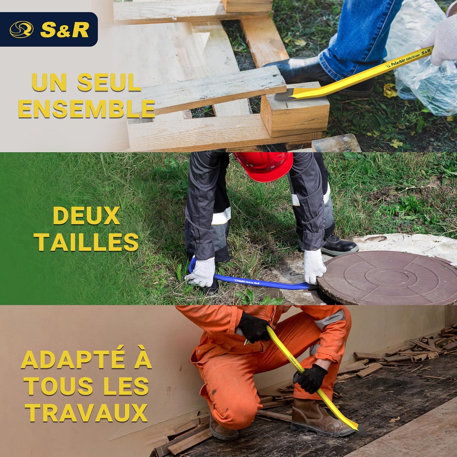 Thumbnail 6 de S&R - Kit Professionnel de Pieds-de-Biche 50 cm et 80 cm (500x16 mm et 800x18 mm) pour Démolition et Découpage
