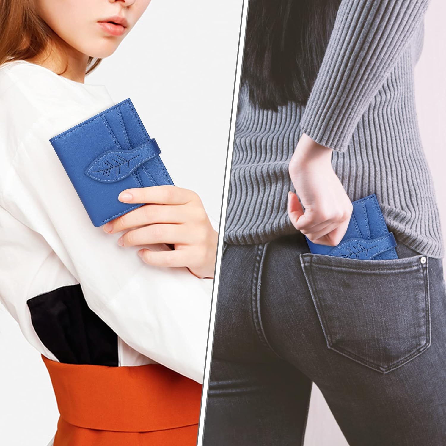 Thumbnail 6 de conisy Small Purses for Women with RFID Blocking – Shiny Blue Leather Bifold Wallet