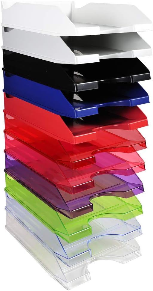 Thumbnail 3 de Exacompta 12323D – Lot de 10 corbeilles à courrier ECOTRAY cristal, 34 x 25 x 6,5 cm