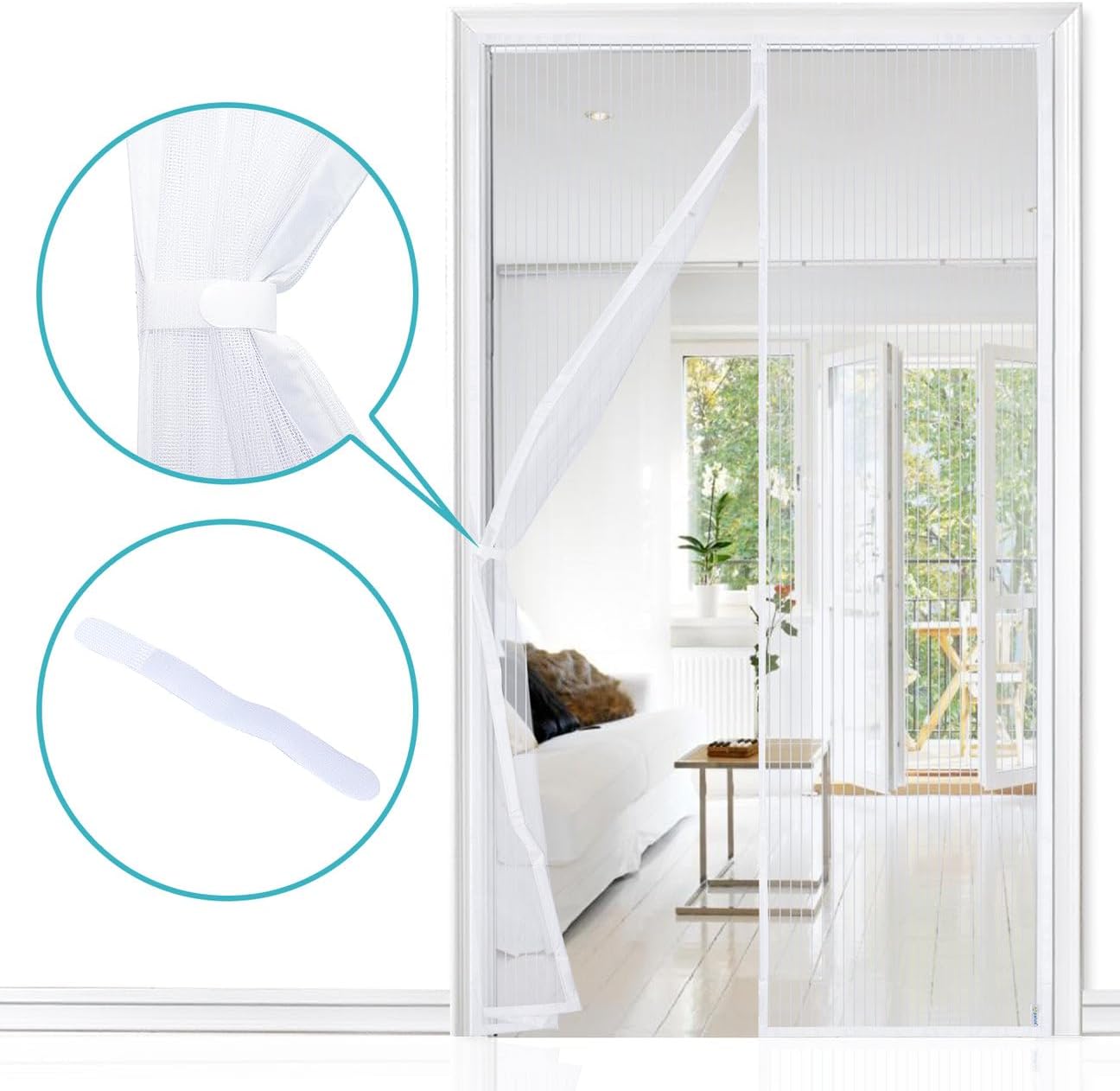 Detalle 2 de Apalus Zanzariera con Magneti per Porte 140 x 240 cm — Rete Fine, completamente magnetica e autochiudente