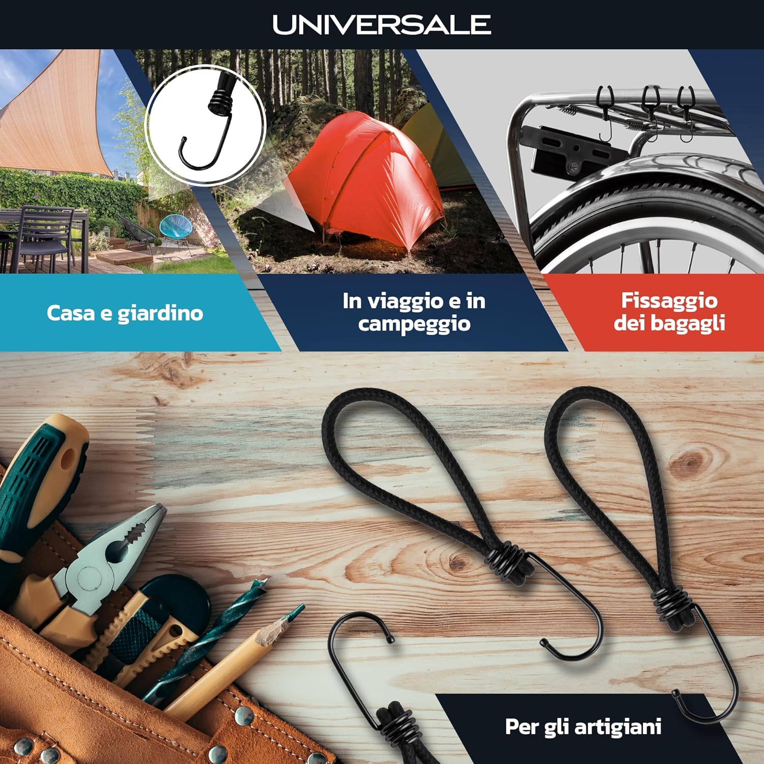 Thumbnail 5 de TRIBURG espansore con ganci da 13 cm, set da 25 pezzi con elastico ad alta resistenza per teloni e carichi