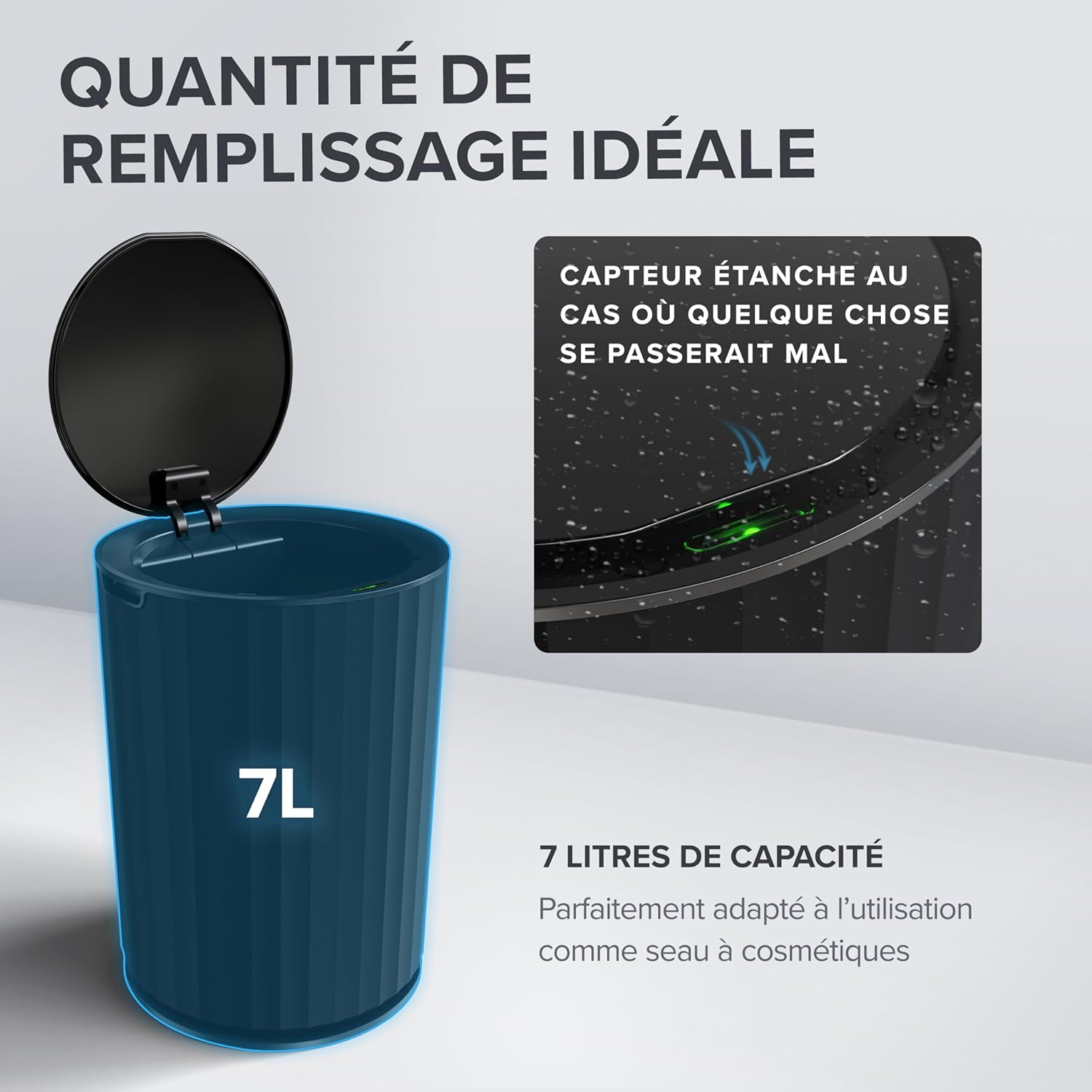 Thumbnail 2 de ovimar Senja – Poubelle de salle de bain ronde à capteur, 7 L