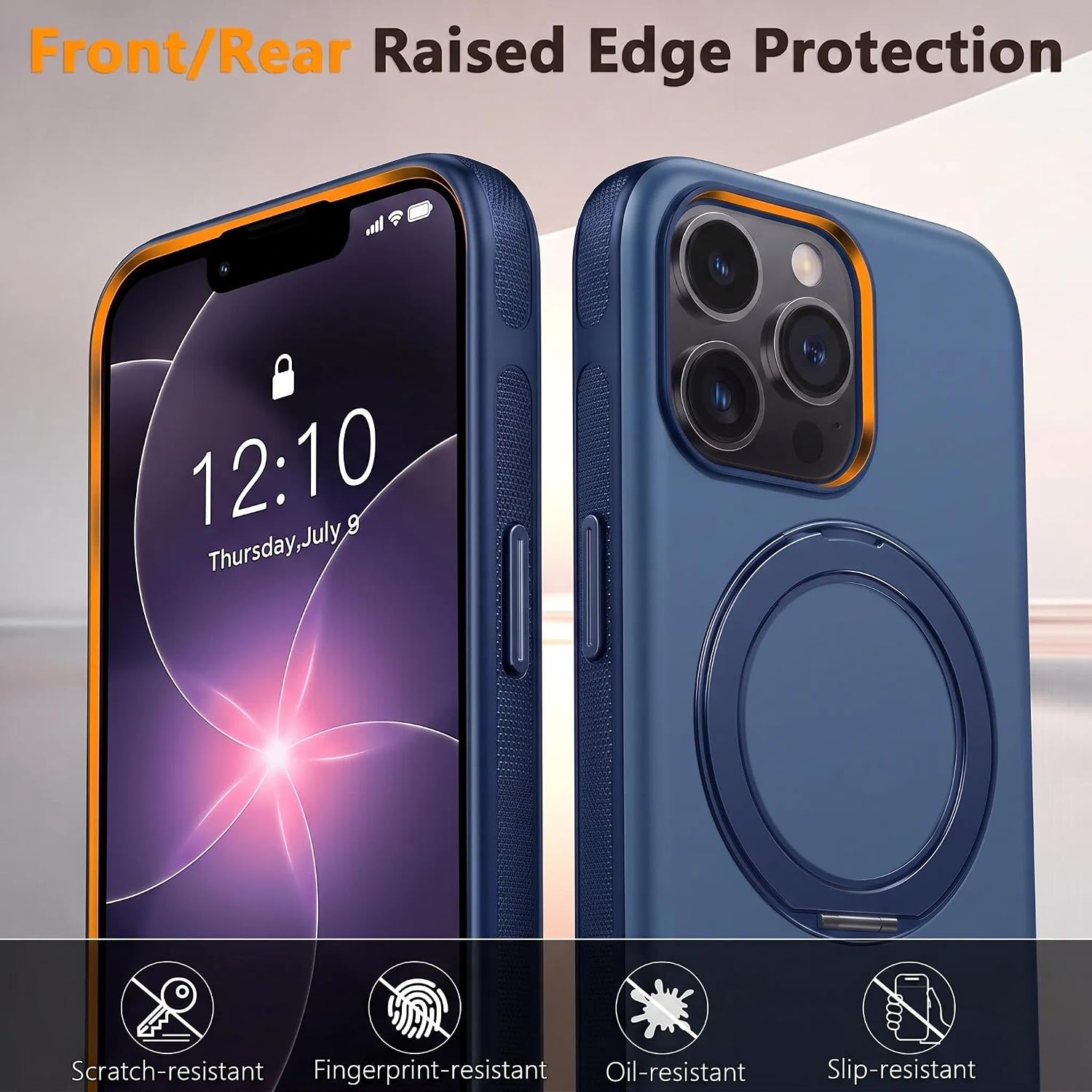 Detalle 1 de Oterkin iPhone 16 Pro Case with 360° Spin Mag-Stand, Blue