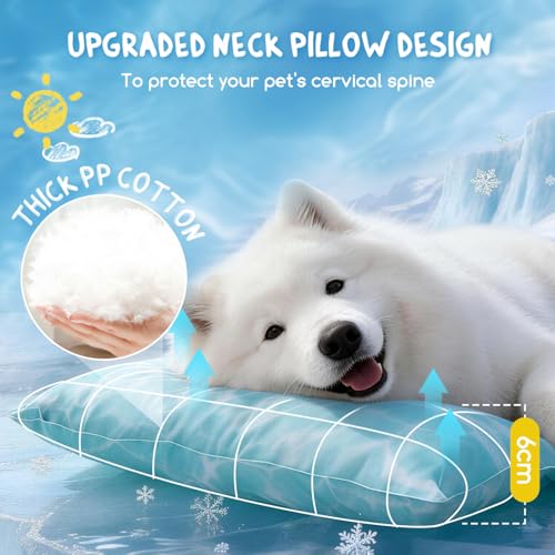 Detalle de Nobleza Manta Cama Refrescante para perros y gatos (77x50 cm) con almohada cervical y gel auto-refrigerante